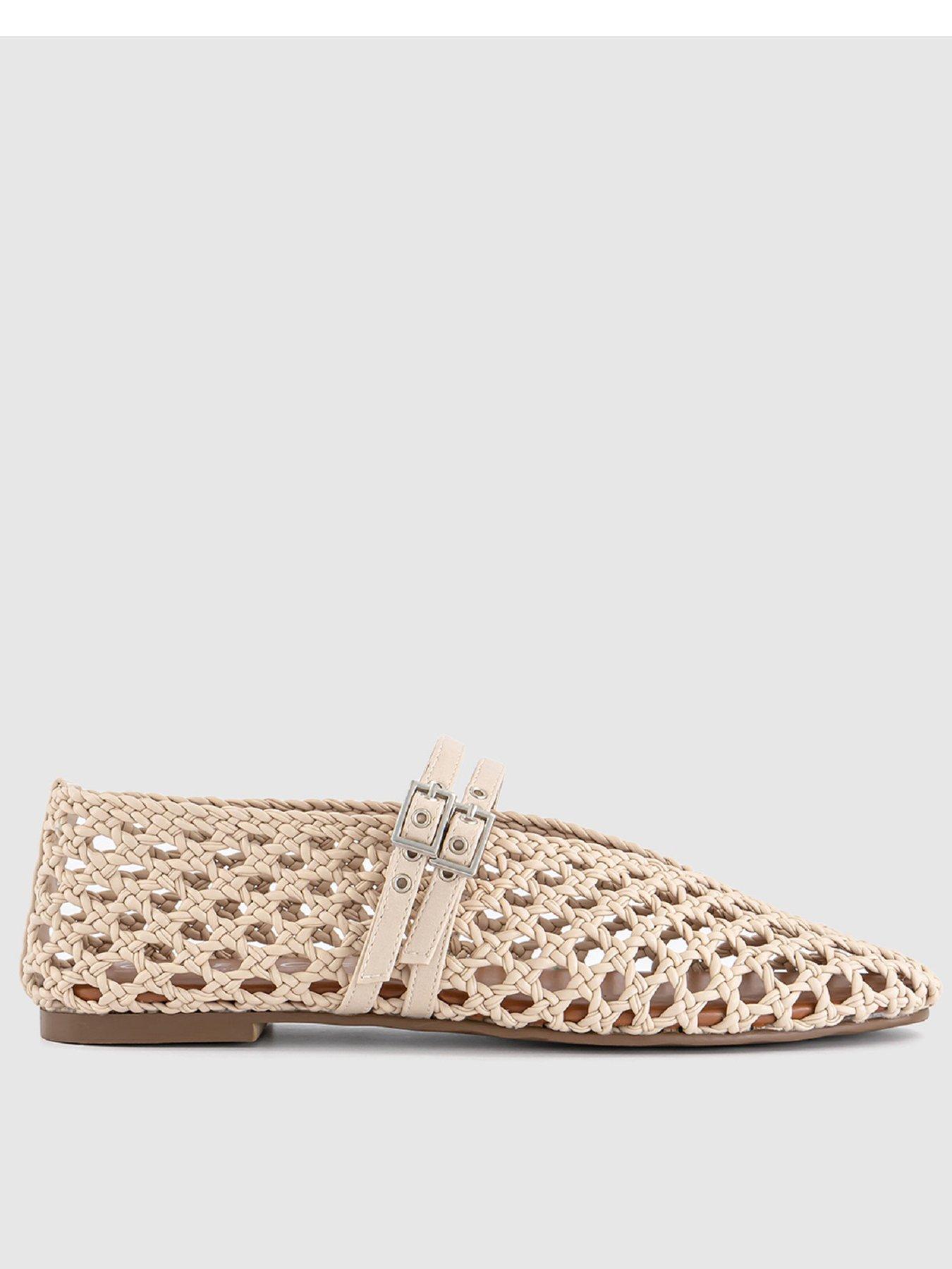 undefined Double Strap Weave Ballerina - Off White
