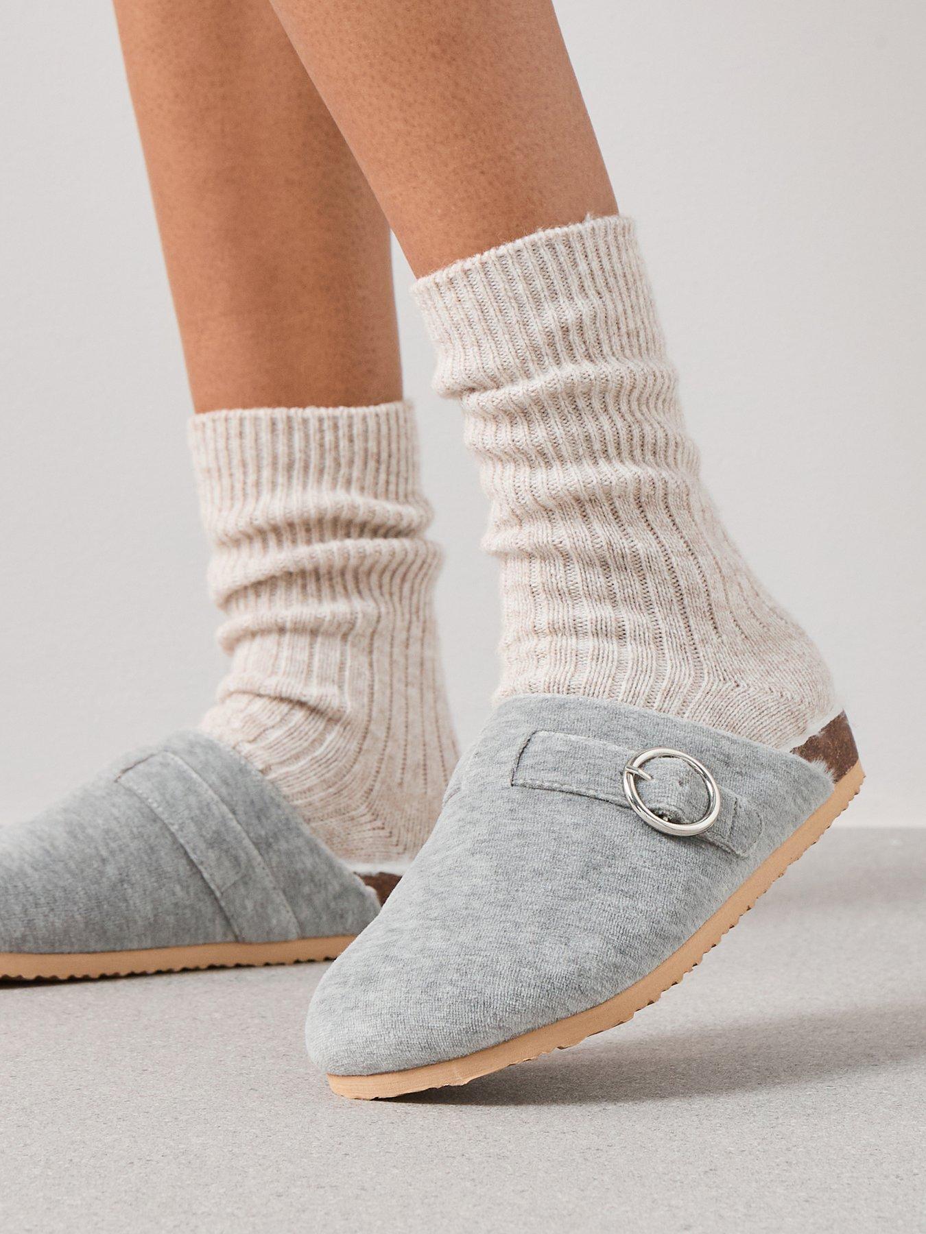 Image 1 of 7 of V by Very Faux Fur Lined Clog Slipper - Grey