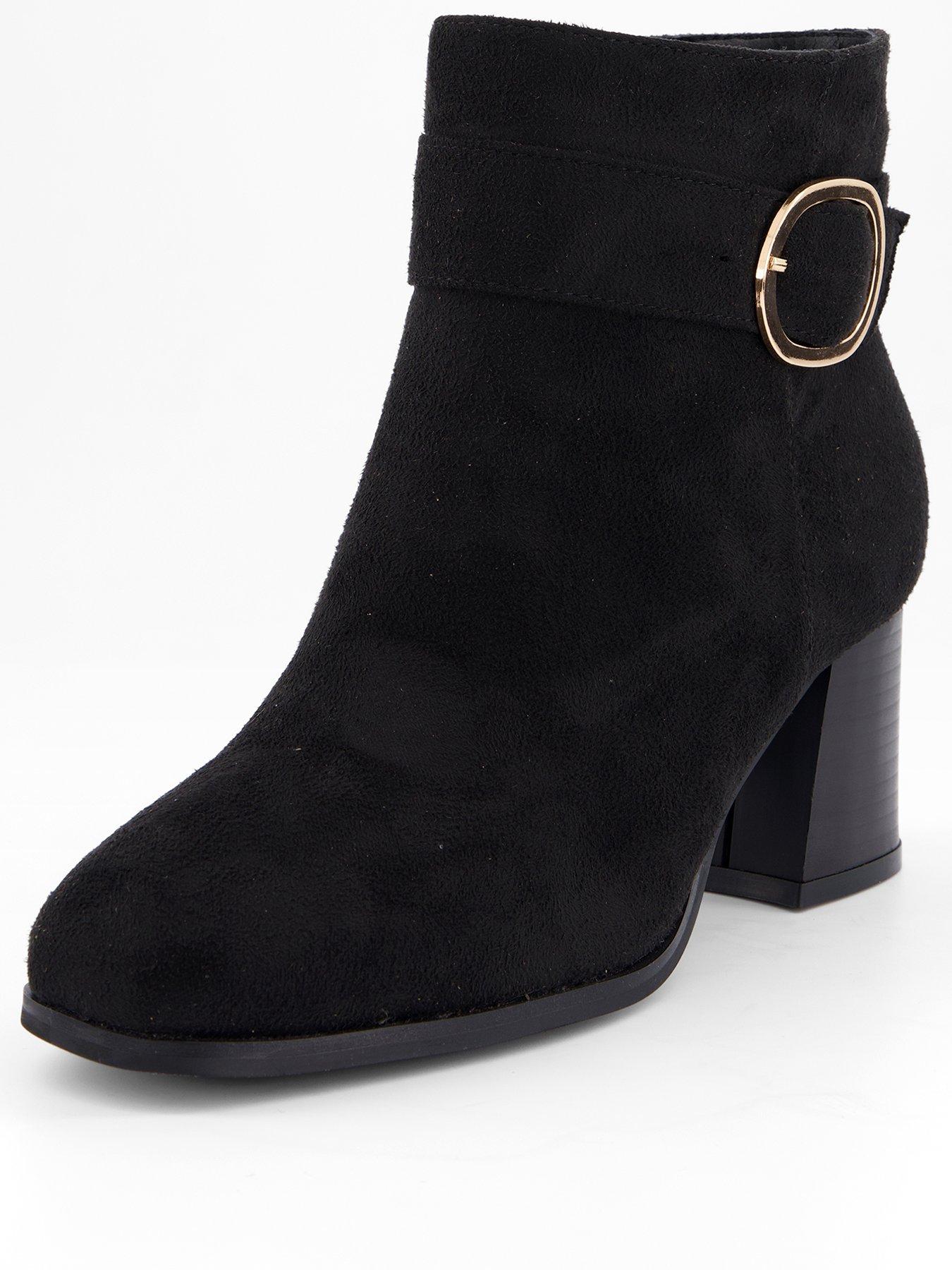 Image 3 of 6 of V by Very Wide Fit Block Heel Ankle Boot - Black