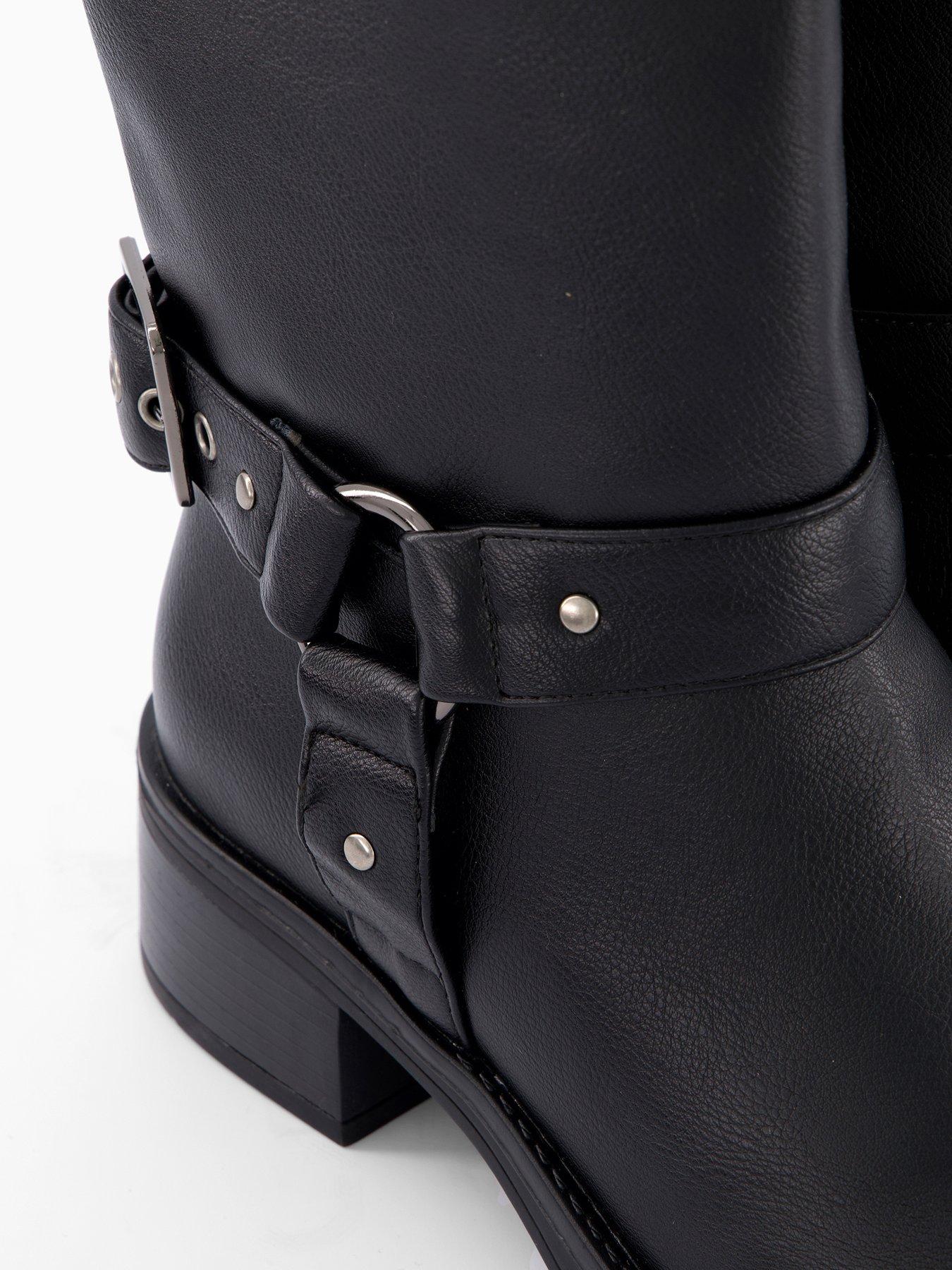 Image 6 of 7 of V by Very Wide Fit Chunky Biker Ankle Boots - Black