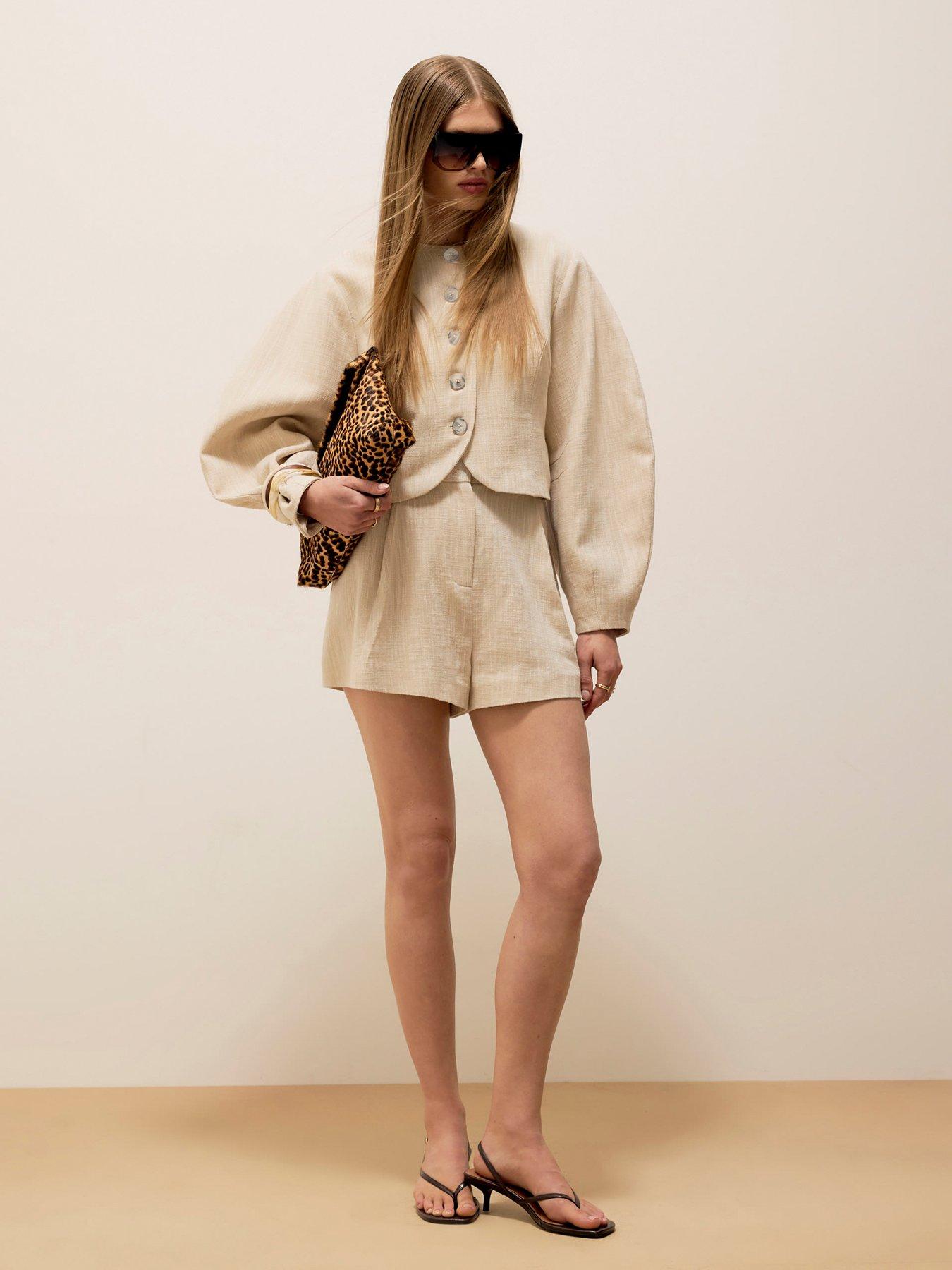 undefined Cotton Tailored Shorts - Cream