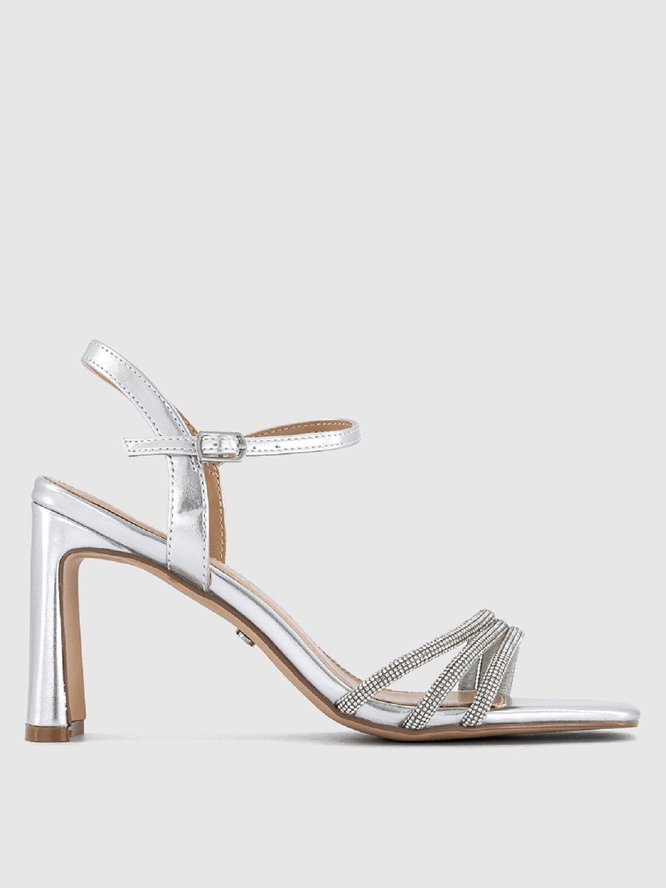 undefined Honey Glitzy Strappy Heels - Silver