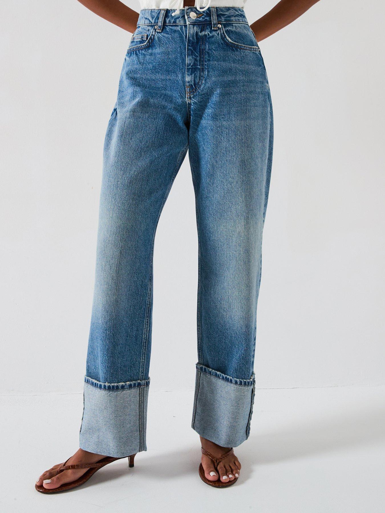 Image 3 of 6 of V by Very Deep Turn Up Hem Jeans - Mid Wash