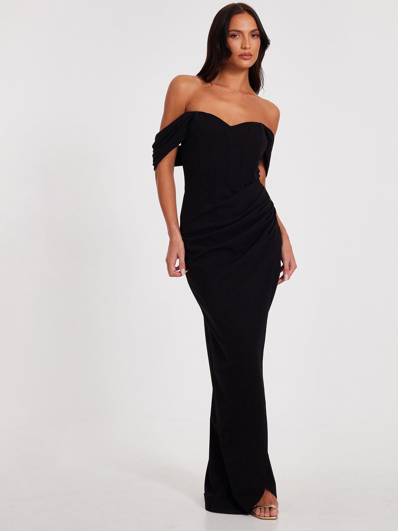 undefined Black Bardot Midaxi Dress