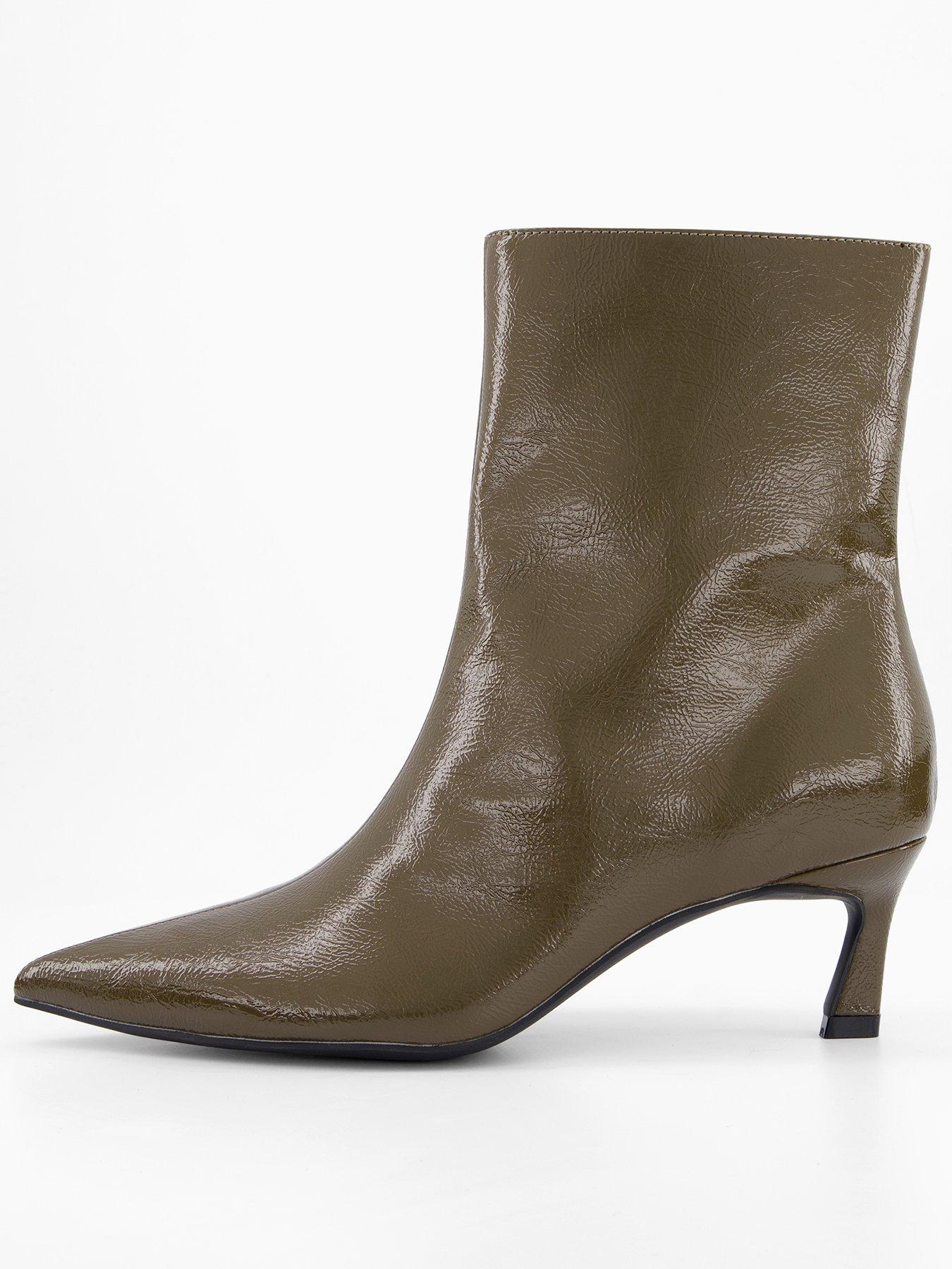 The Very Collection Pointed Toe Ankle Boots - Khaki