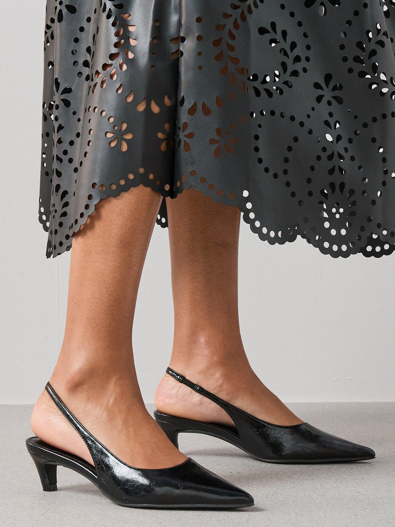 The Very Collection: Sling Back Heeled Court Shoes - Black