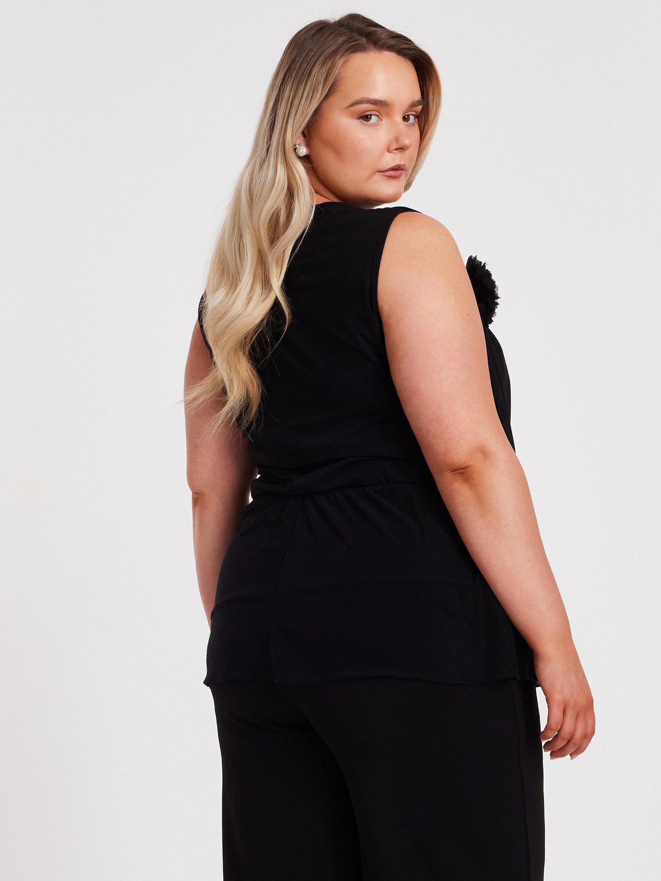 Image 2 of 6 of Quiz Curve Black Peplum Top
