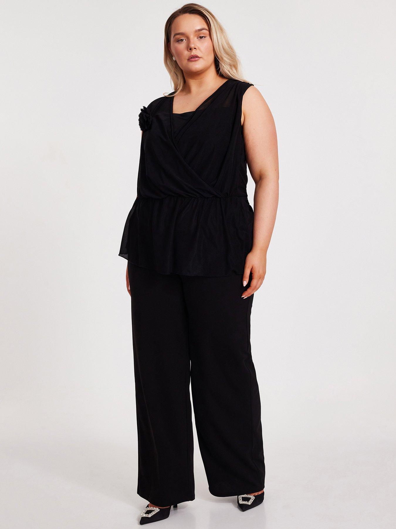 Image 3 of 6 of Quiz Curve Black Peplum Top