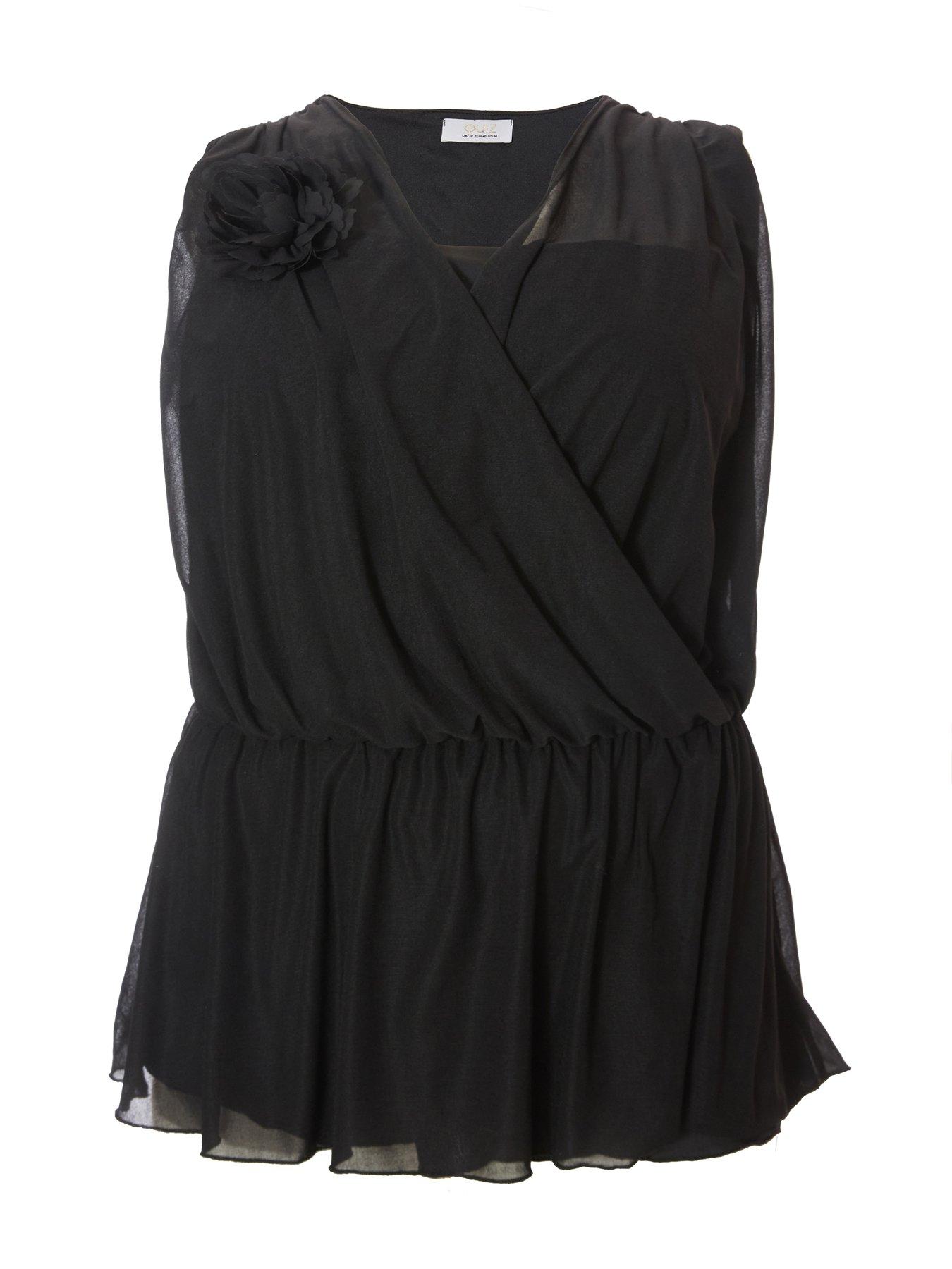 Image 4 of 6 of Quiz Curve Black Peplum Top