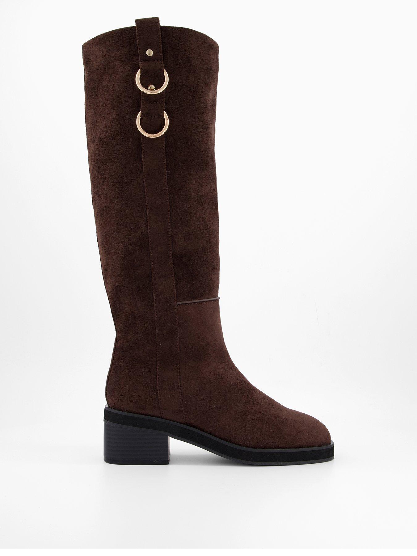 The Very Collection Low Block Heel Knee Boots - Brown