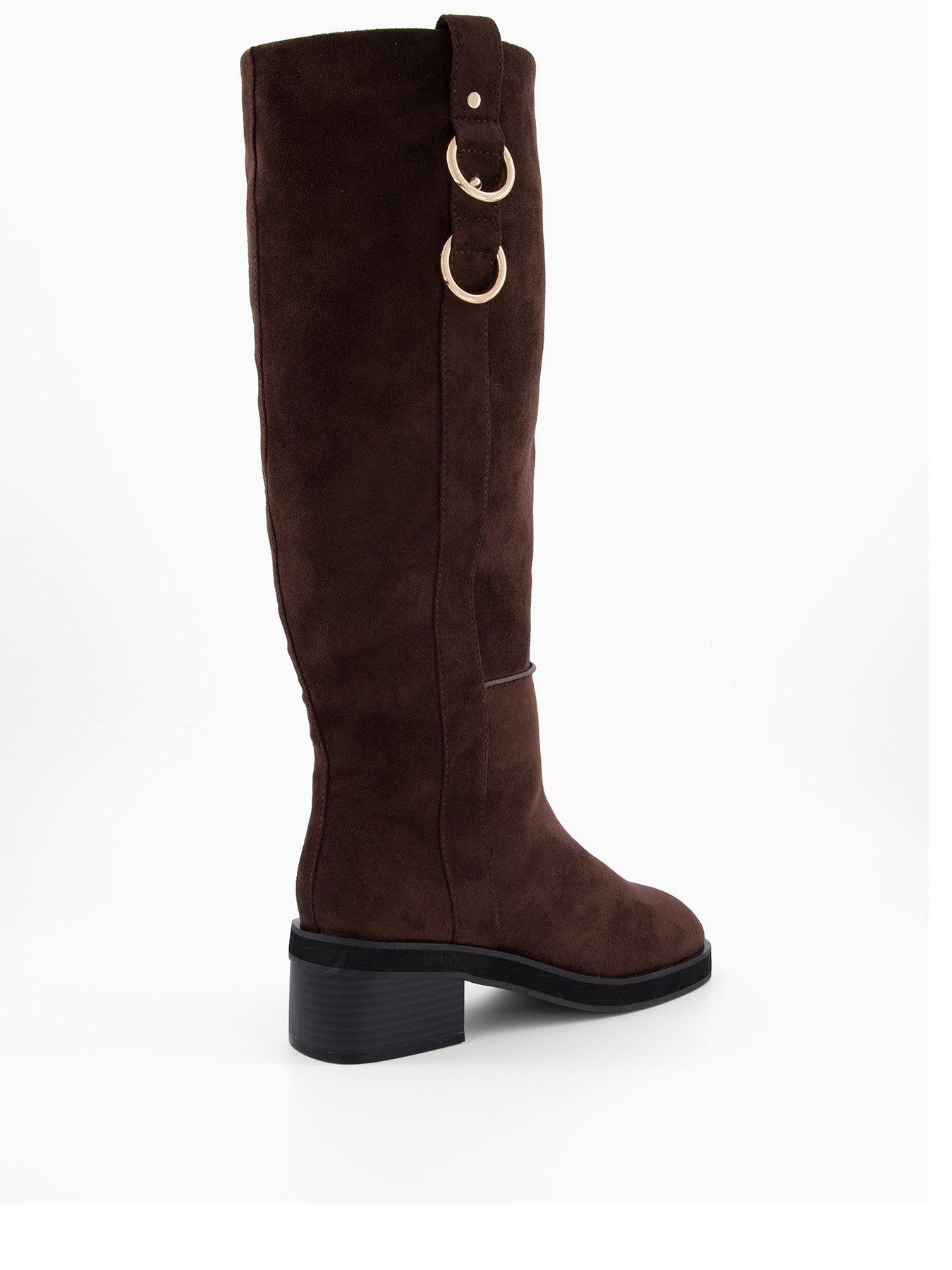 Image 3 of 6 of The Very Collection Low Block Heel Knee Boots - Chocolate