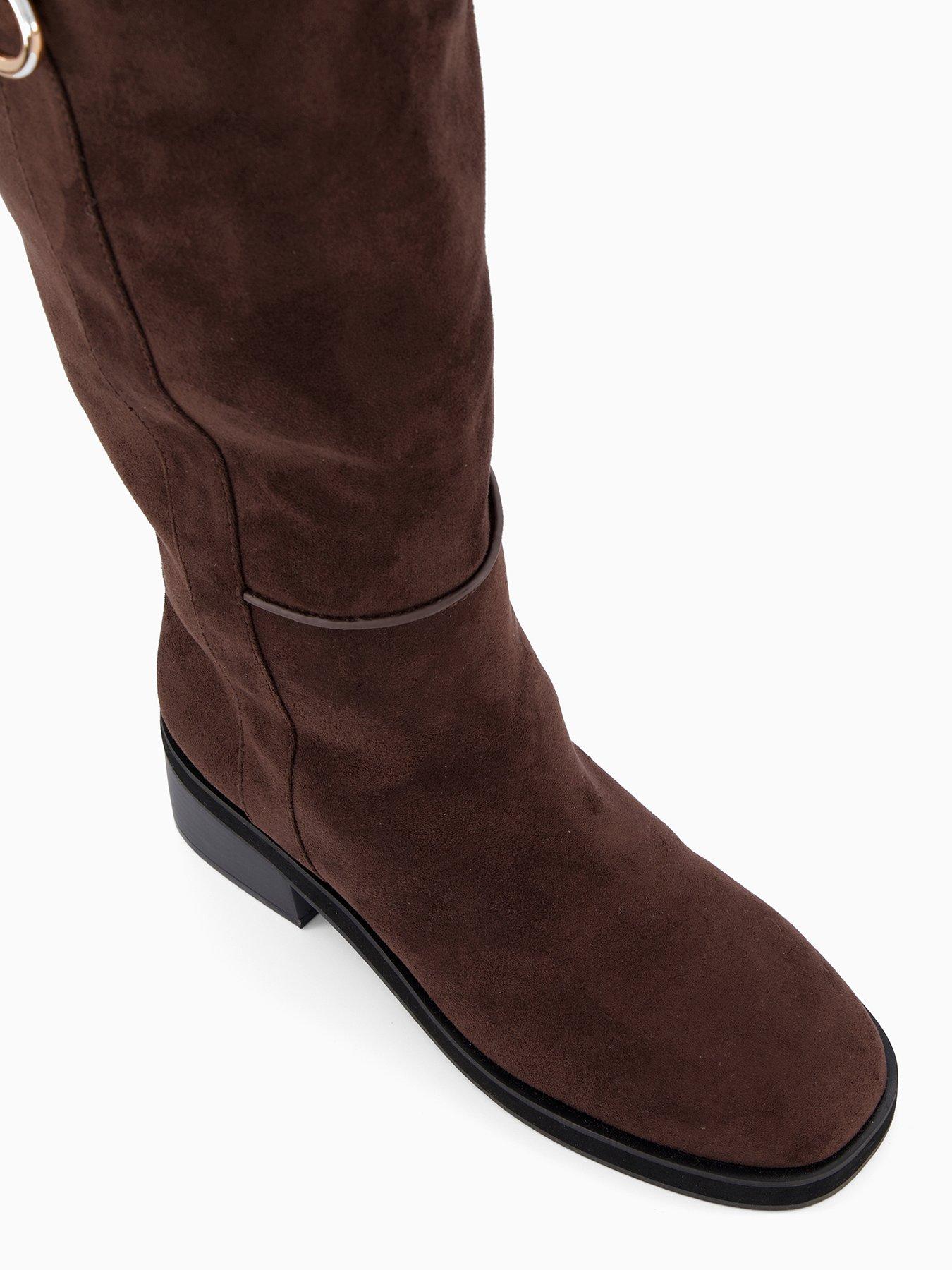 Image 4 of 6 of The Very Collection Low Block Heel Knee Boots - Chocolate
