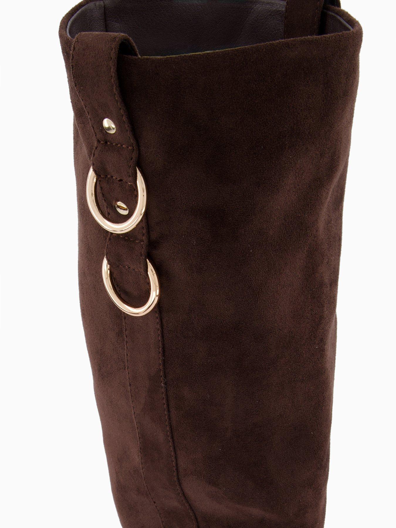 Image 6 of 6 of The Very Collection Low Block Heel Knee Boots - Chocolate