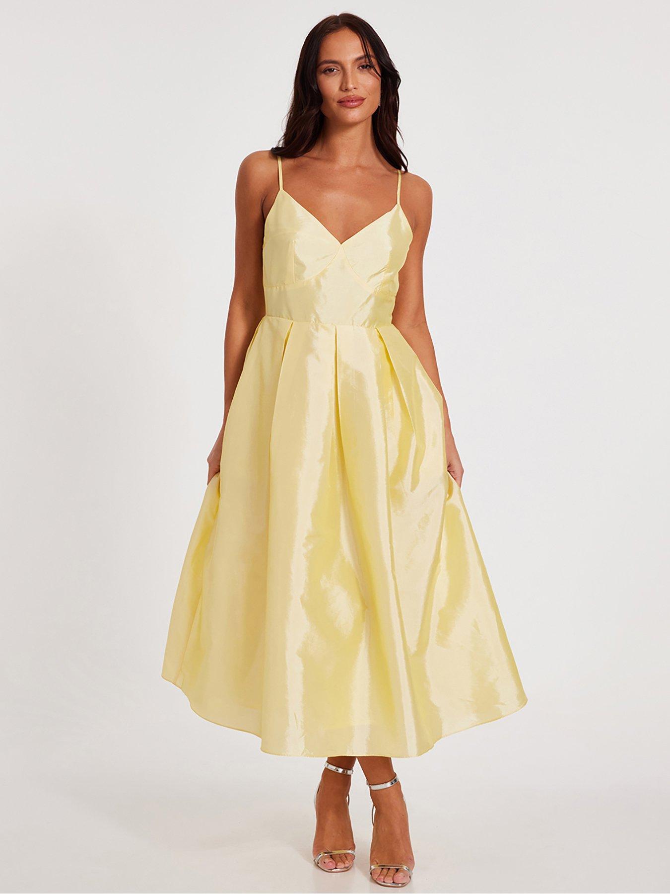 undefined Light Yellow Taffeta Midaxi Dress