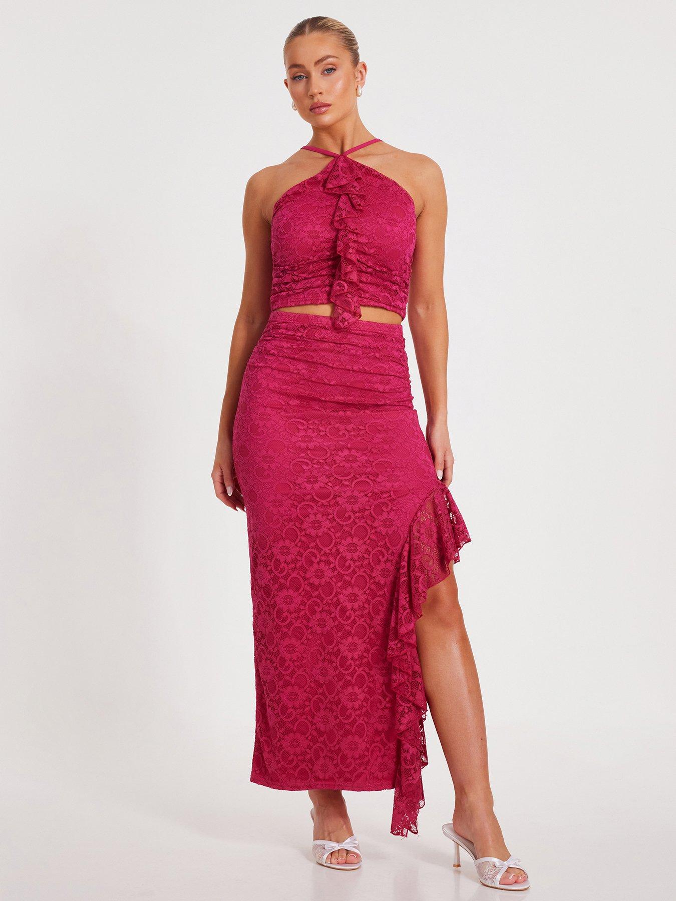 Quiz Hot Pink Lace Maxi Skirt | Very