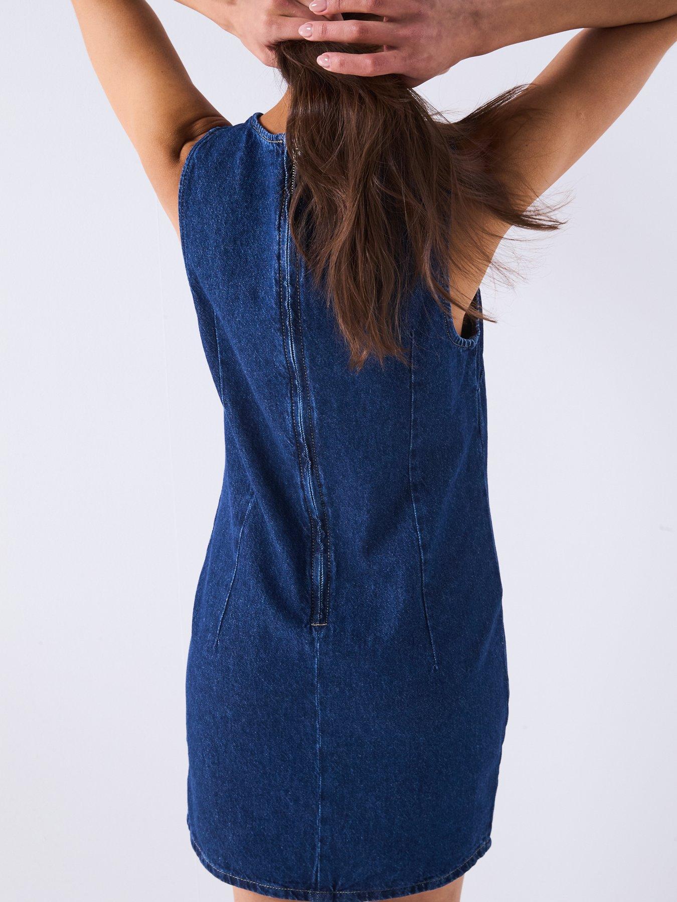 Image 5 of 6 of V by Very Denim Mini Shift Dress - Dark Wash