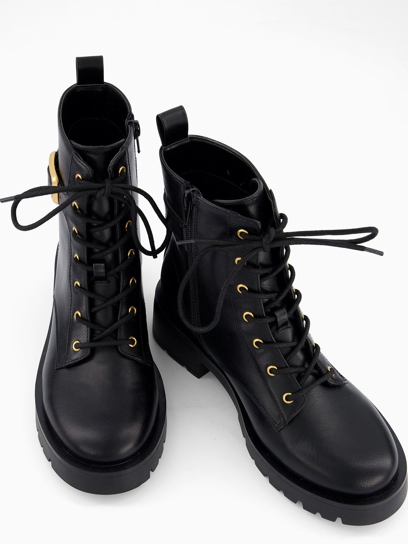 Image 4 of 7 of V by Very Lace Up Ankle Boots - Black