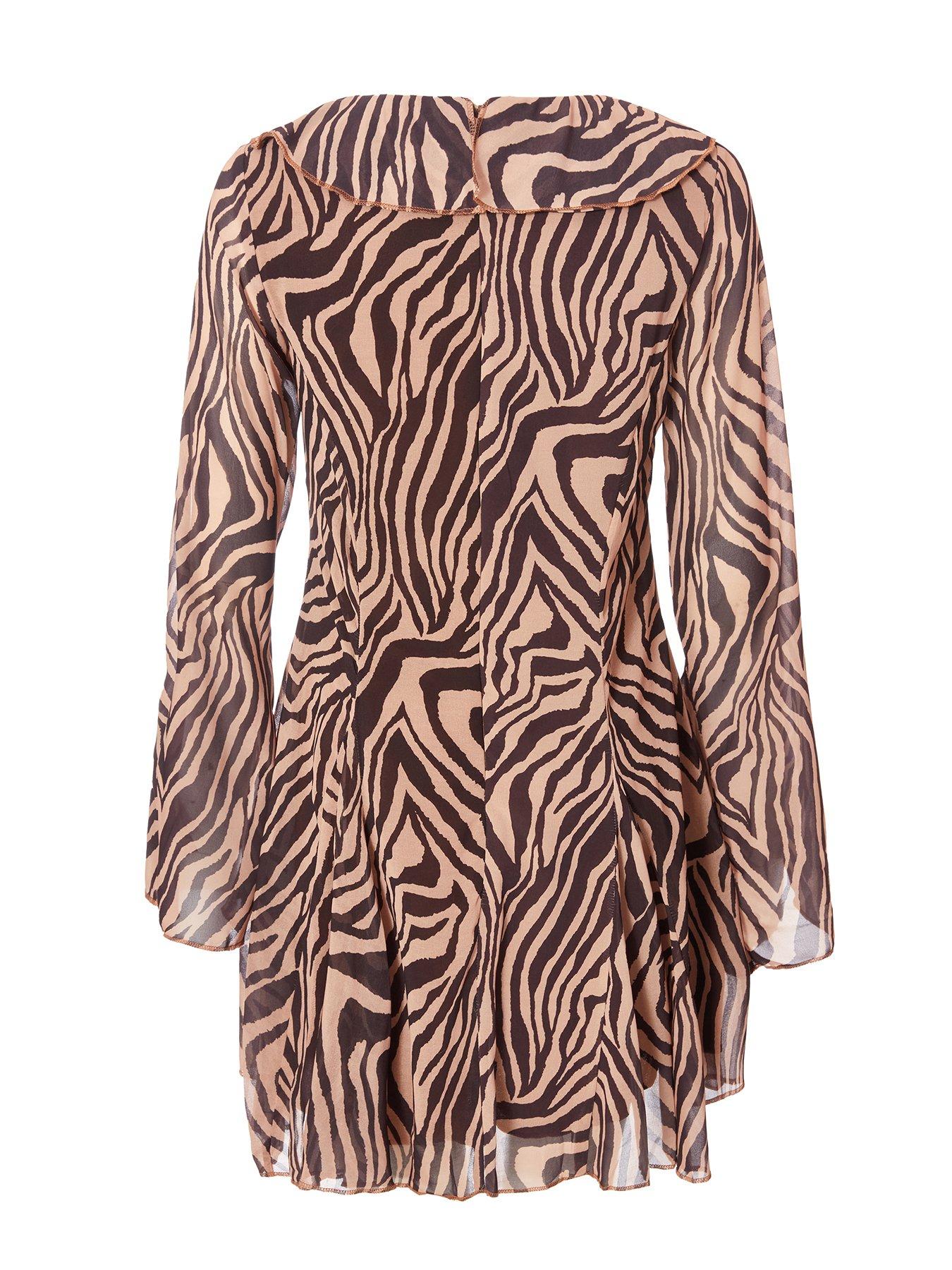 Image 5 of 6 of Quiz Brown Chiffon Tiger Print Dress