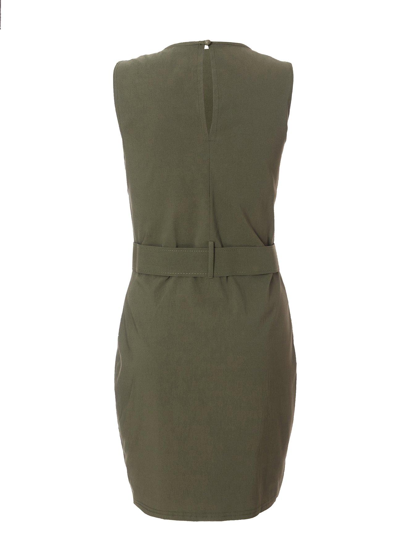 Image 5 of 6 of Quiz Khaki Utility Mini Dress