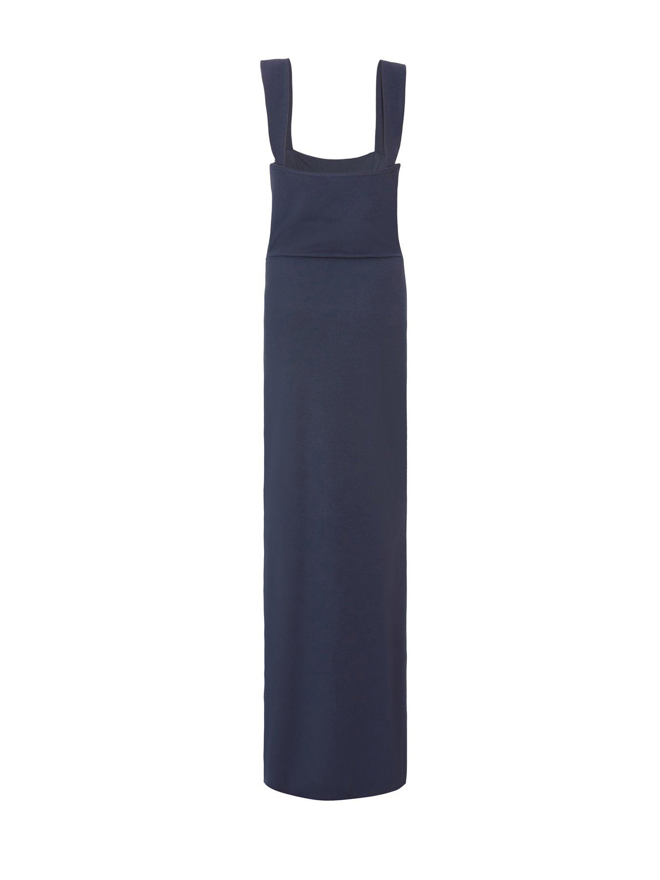 Image 5 of 6 of Quiz Navy Diamante Bow Maxi Dress