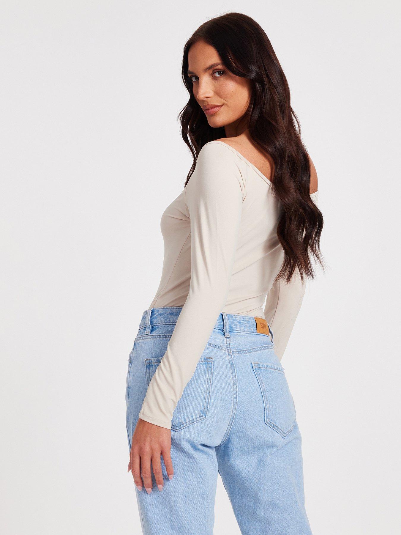 Image 2 of 6 of Quiz Cream Bardot Bodysuit