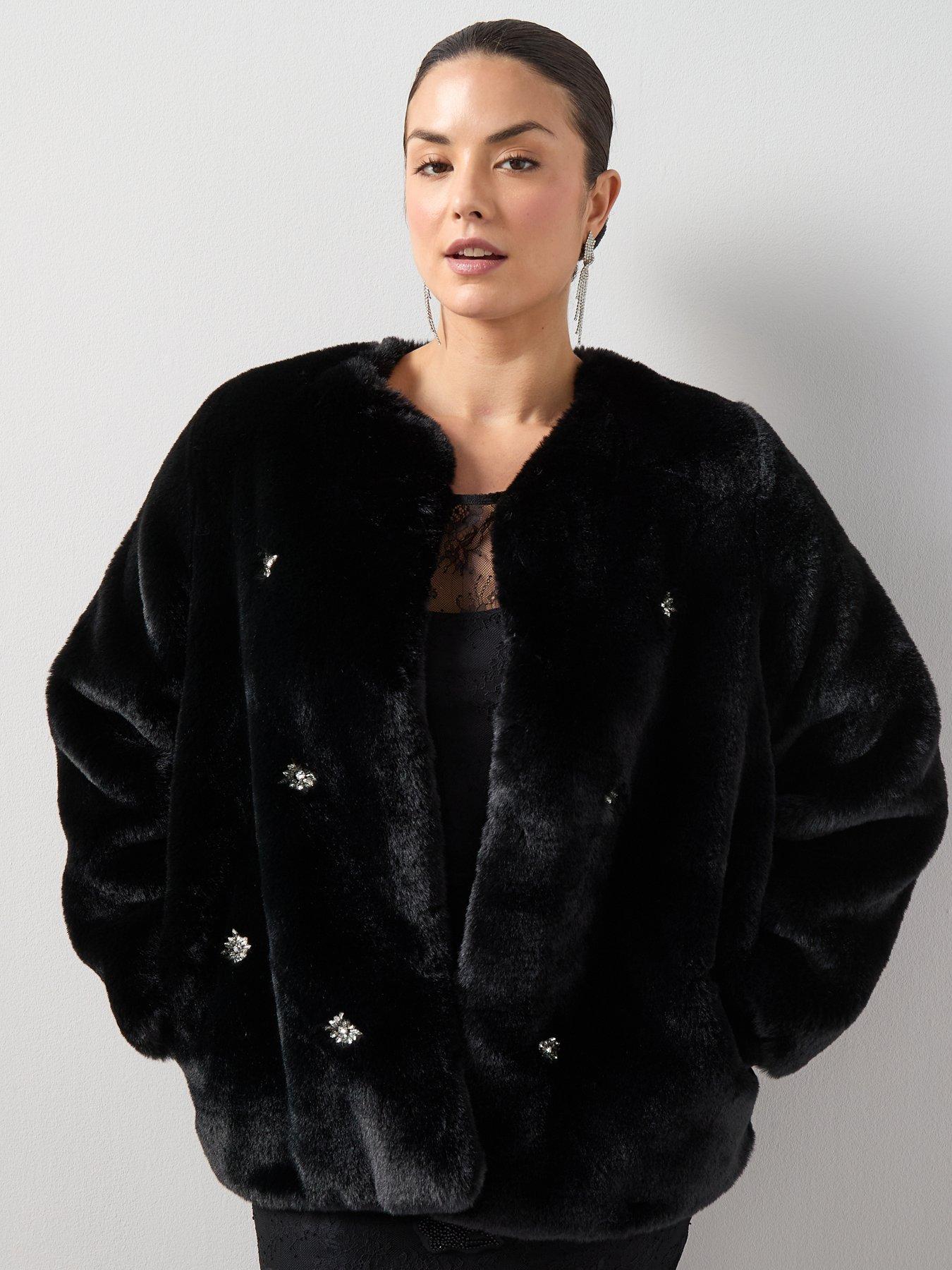 The Very Collection Curve Embellished Fur Coat