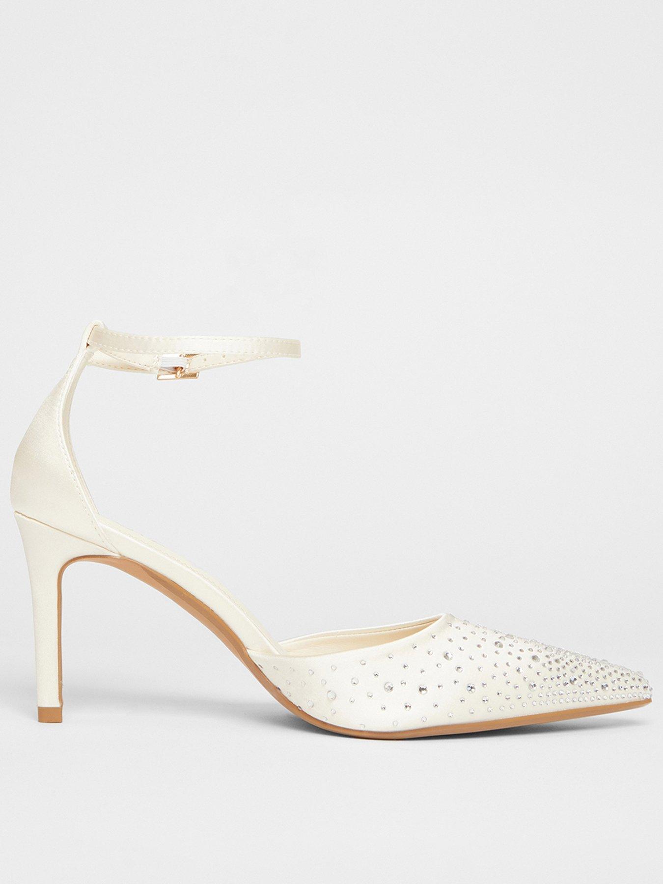Image of Quiz Bridal White Diamante Court Heels