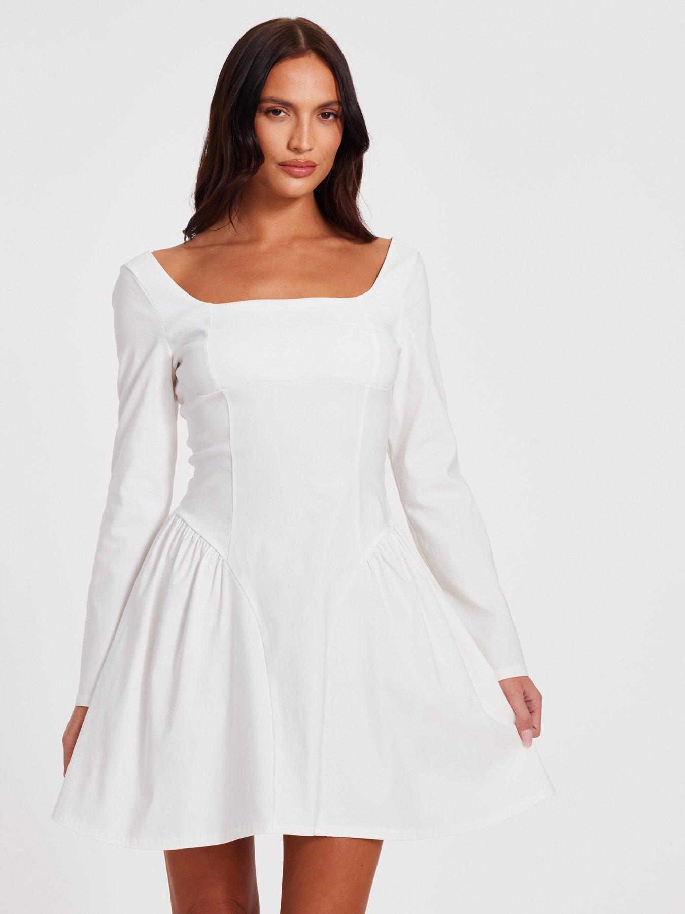 undefined White Bow Back Skater Dress