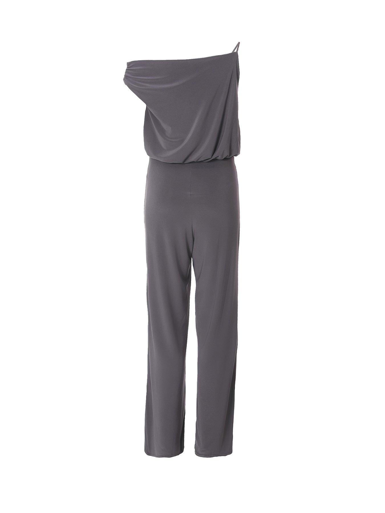 Image 5 of 6 of Quiz Charcoal Asymmetric Draped Jumpsuit
