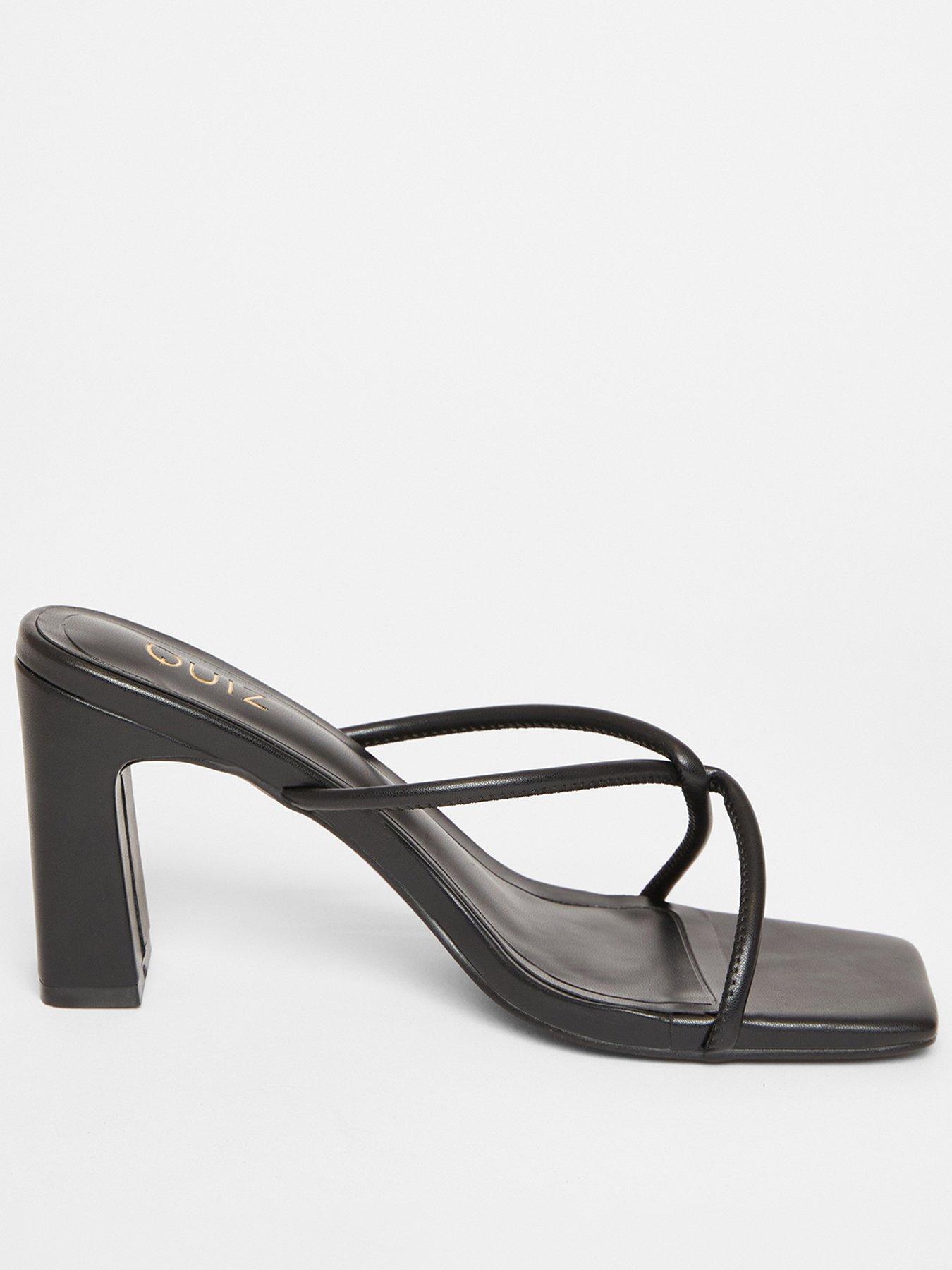 undefined Black Twist Front Strappy Block Heels