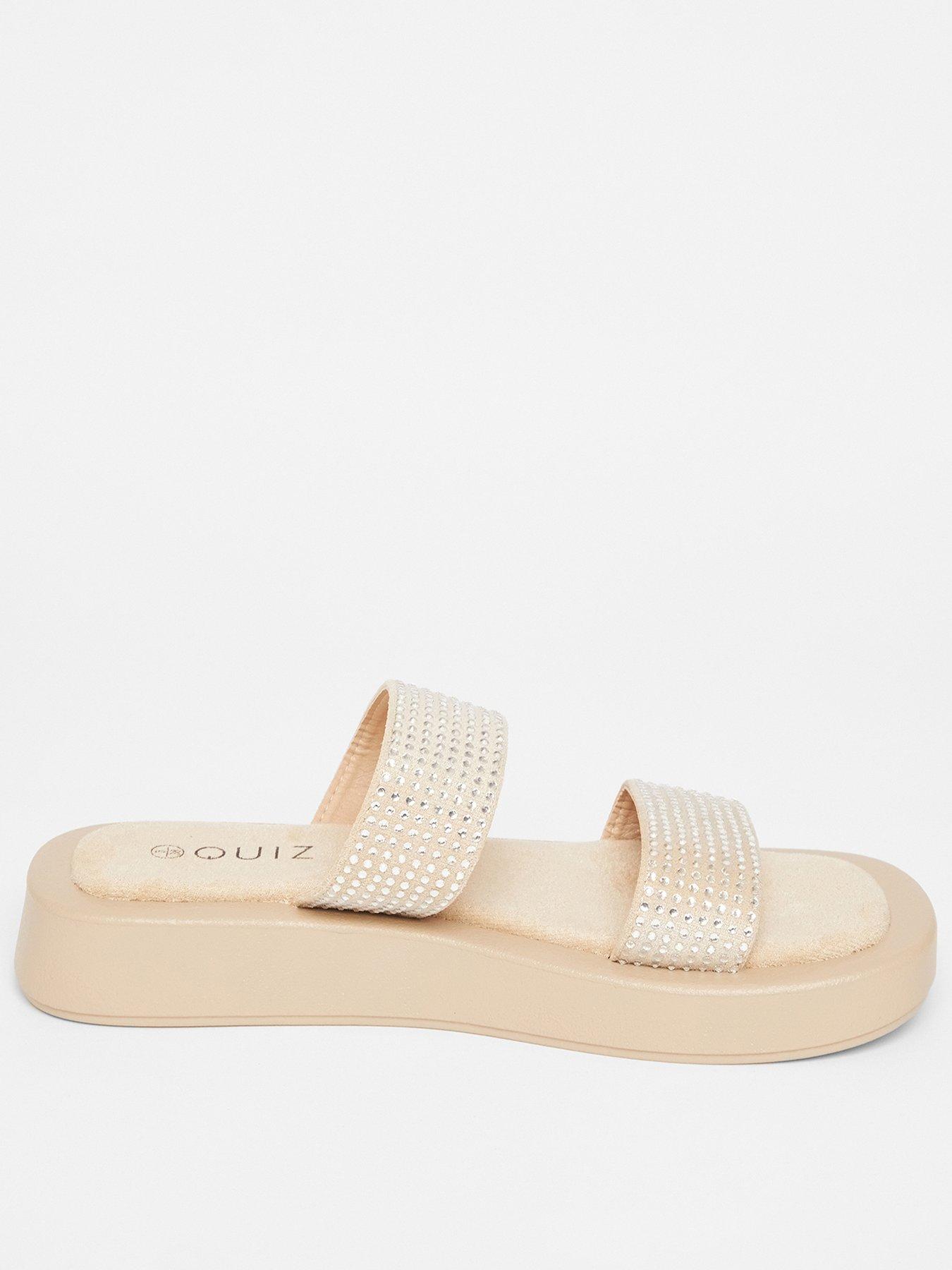 undefined Nude Diamante Flatform Sandals