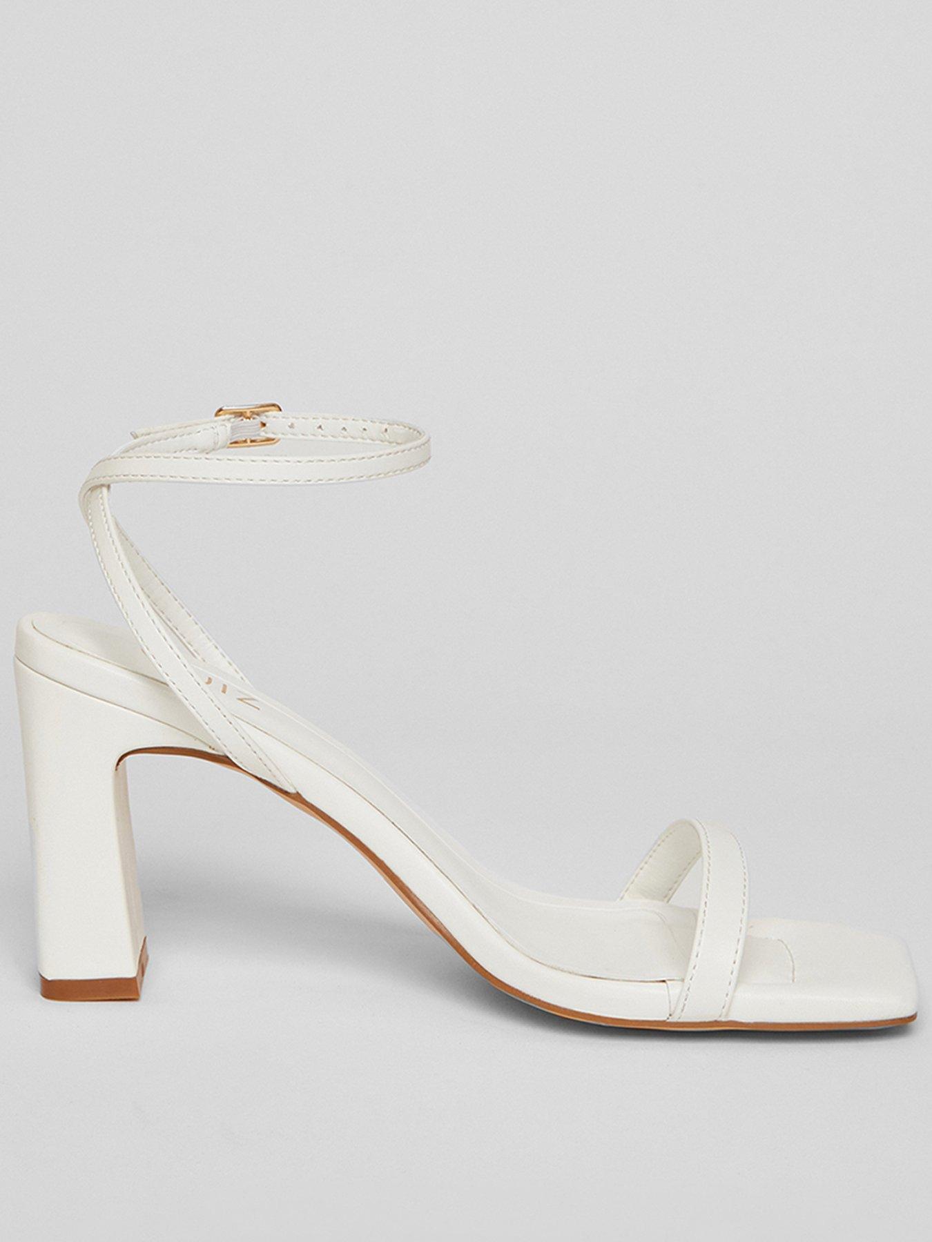 undefined White Barely There Block Heels
