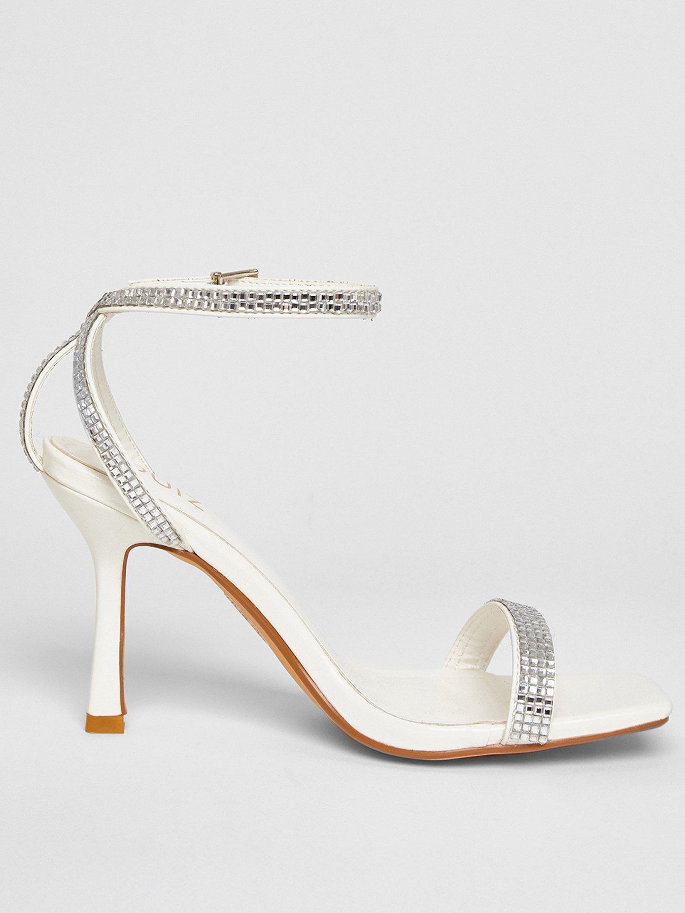 undefined White Bridal Diamante Heels