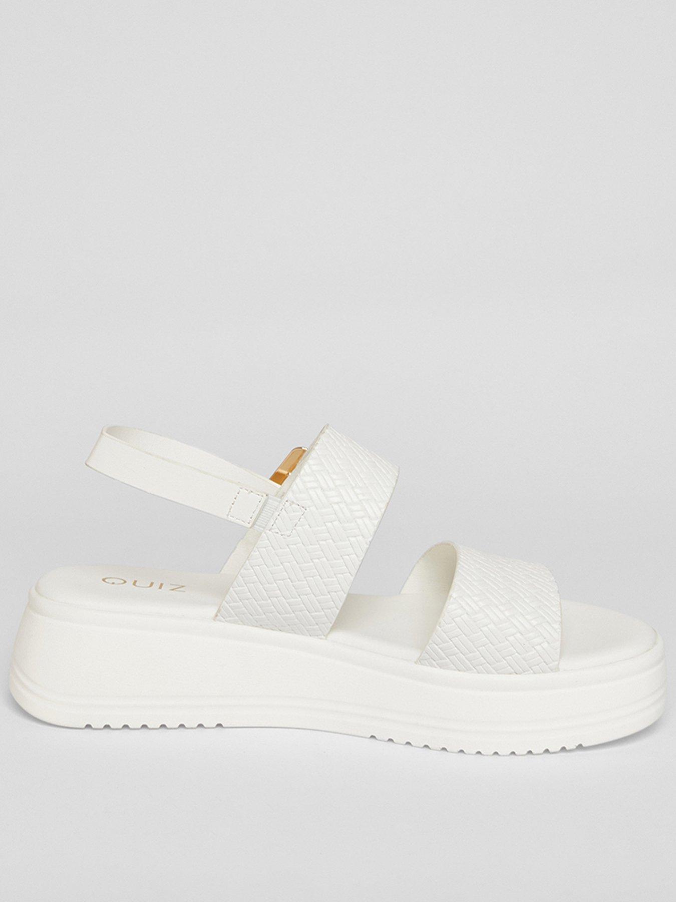 undefined White Chunky Buckle Sandals