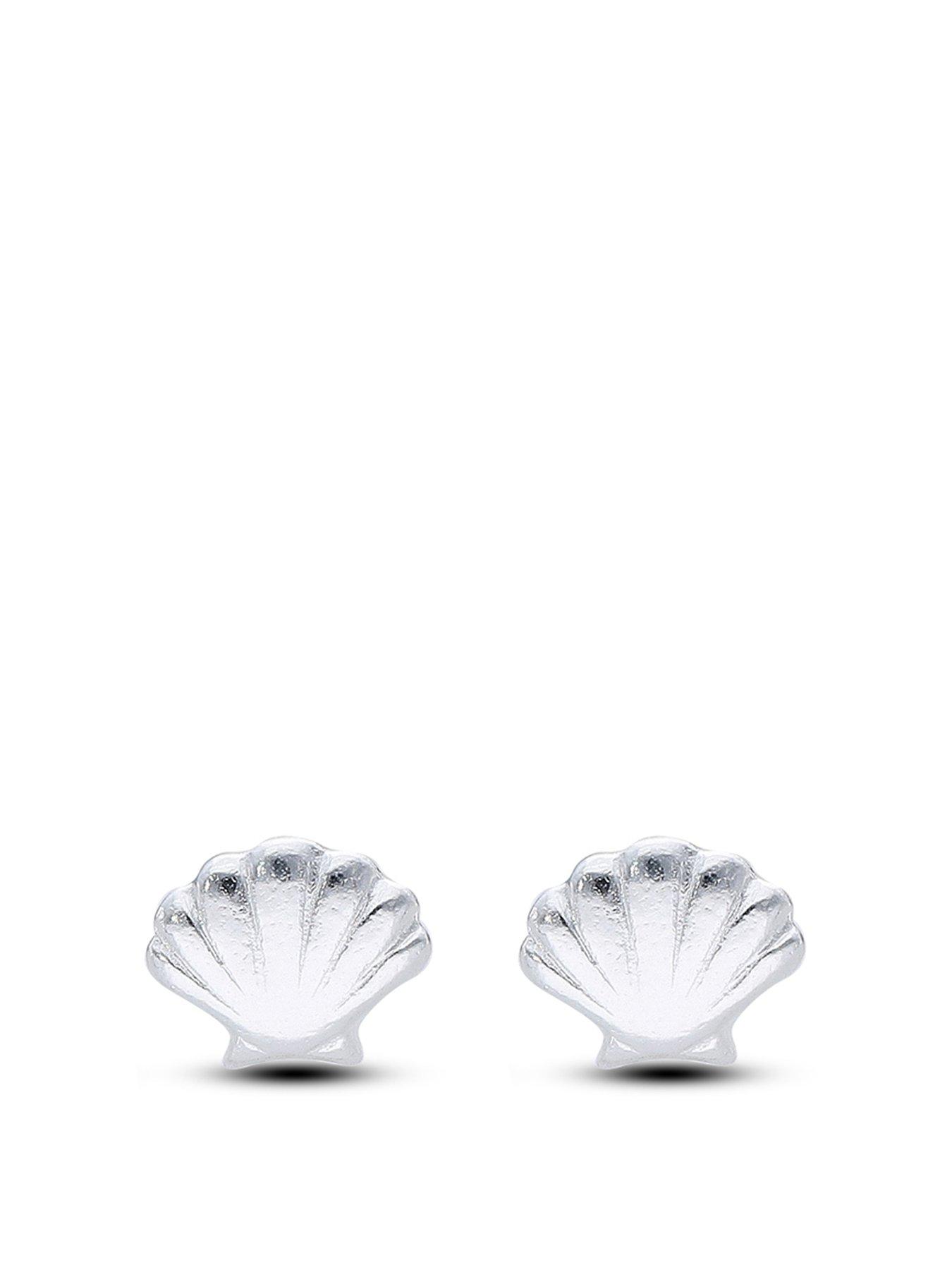 undefined Sterling Silver Shell Stud Earrings
