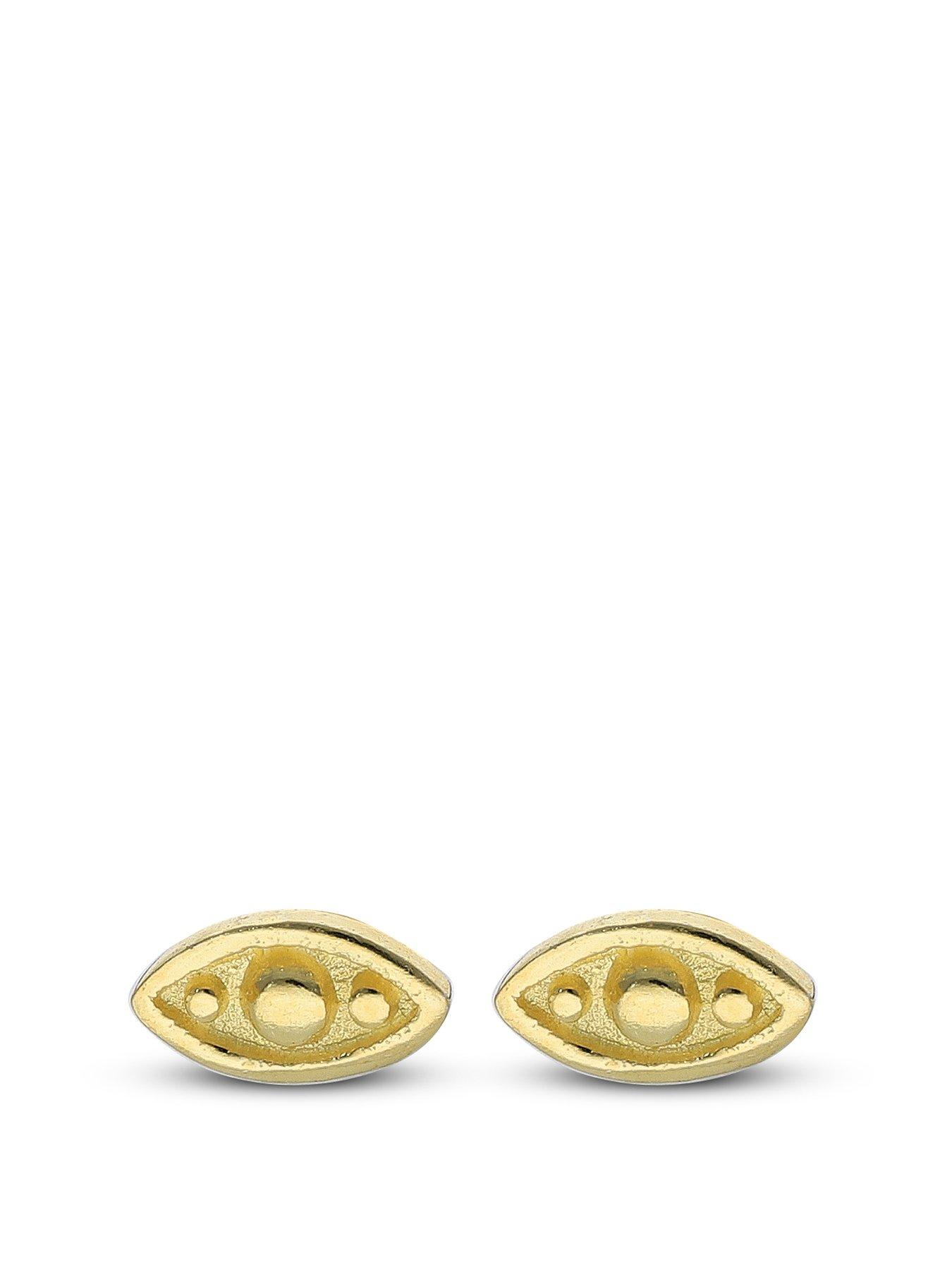 The Love Collection Sterling Silver Gold Plated Oval Stud Earrings