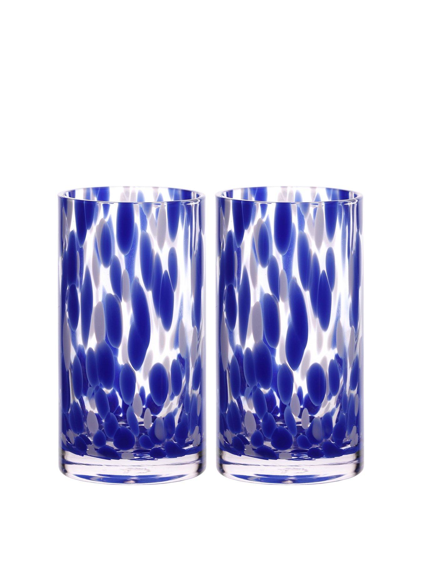 undefined Blue Tortoise Shell Hi Ball Glass Set Of 2