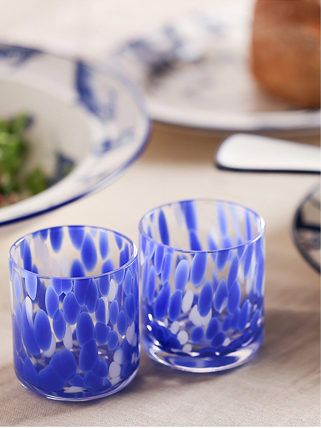 undefined Blue Tortoise Shell Tumbler Glass Set Of 2