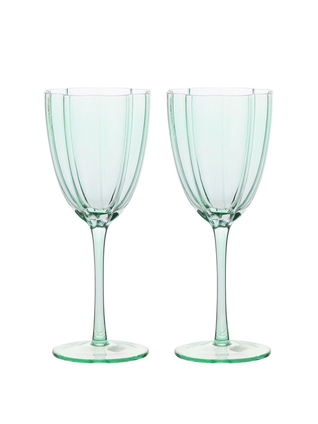 undefined Scallop Wine Glass Set Of 2 - Green