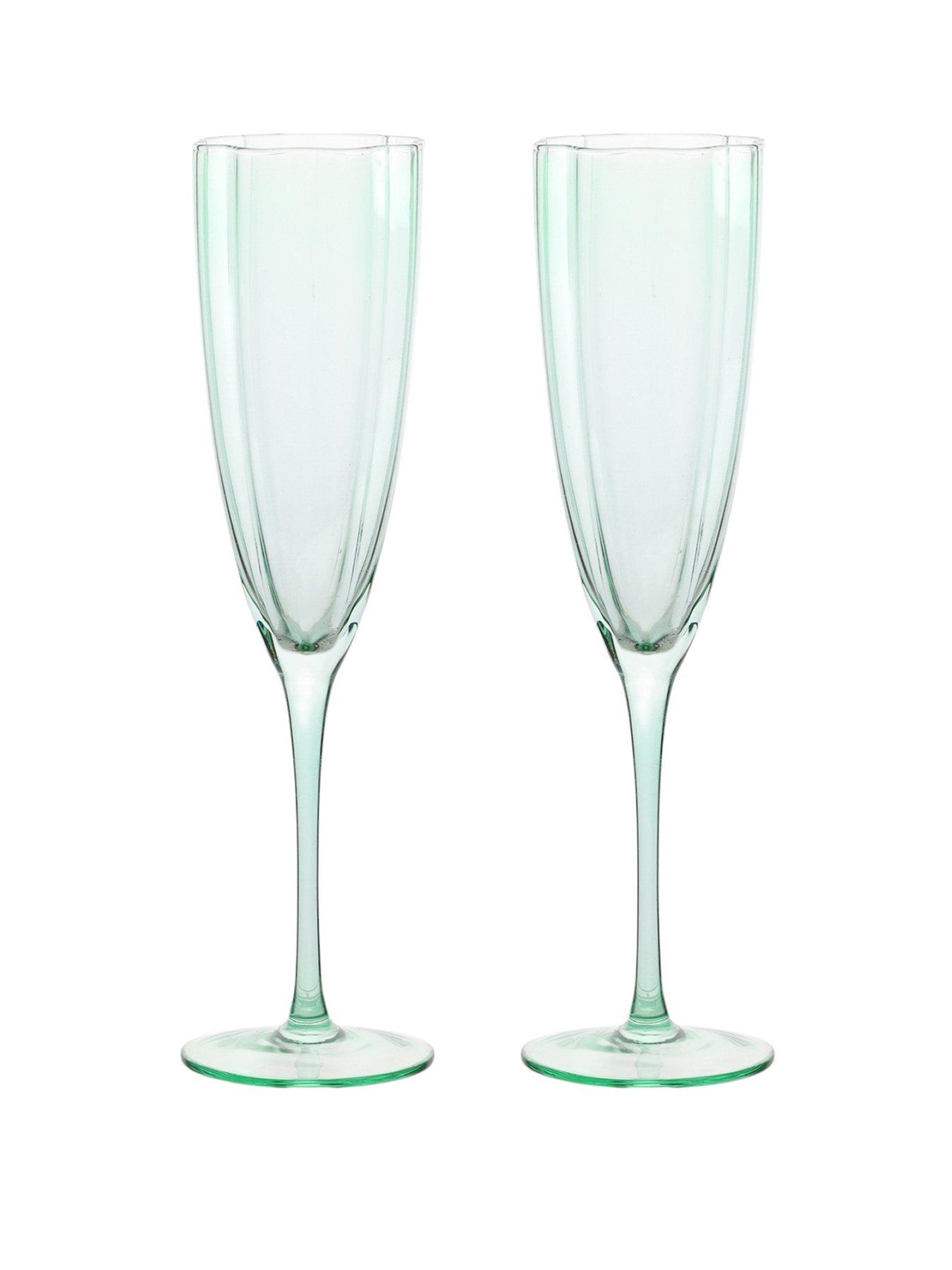 undefined Scallop Champagne Glass Set Of 2 - Green