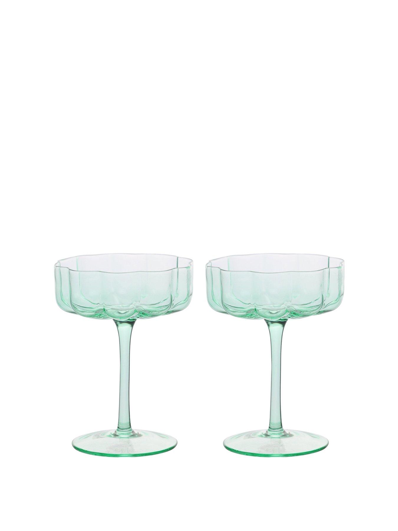 undefined Scallop Saucer Glass Set Of 2 - Green