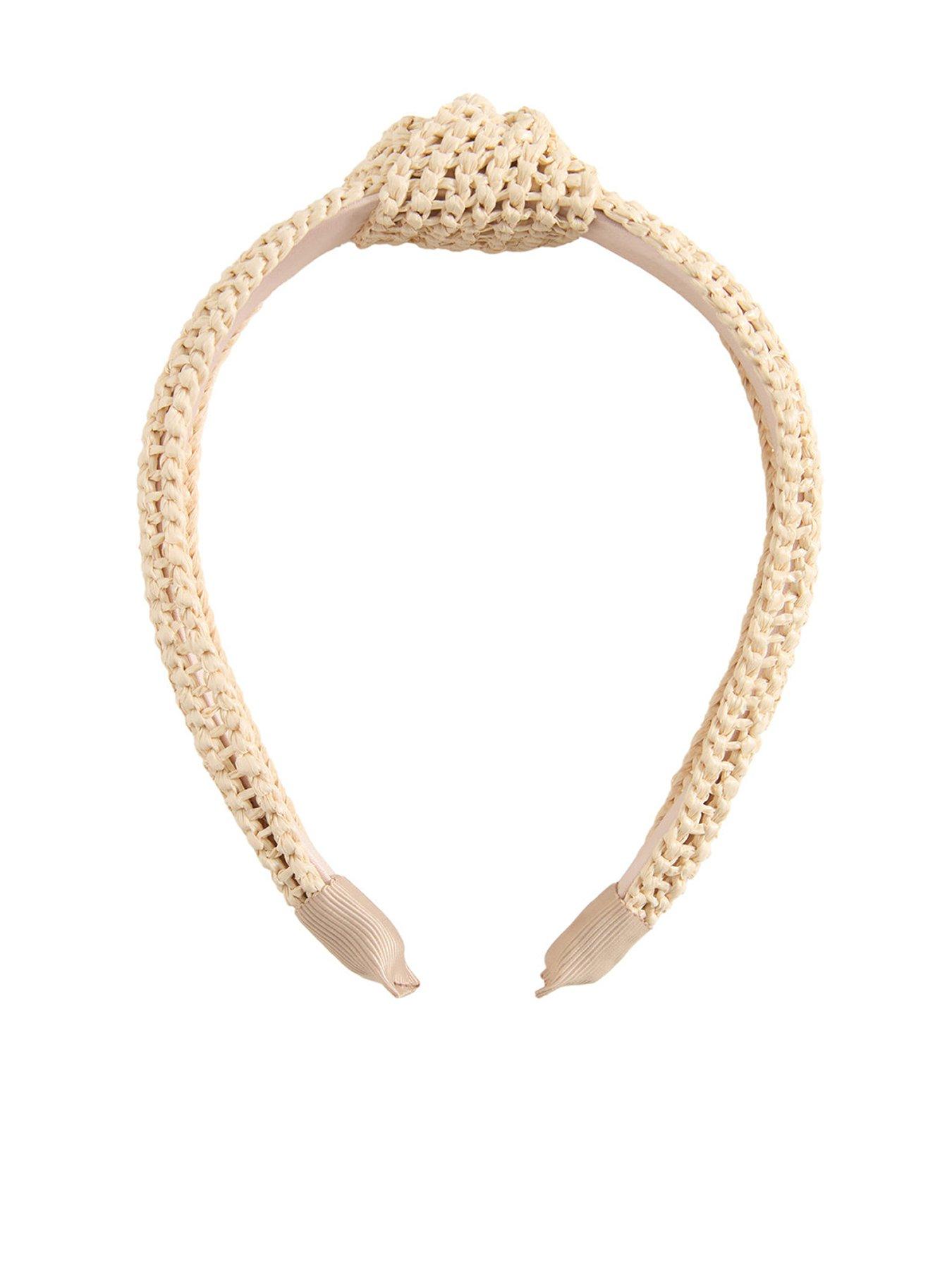 undefined Girls Rafia Knot Headband - Beige