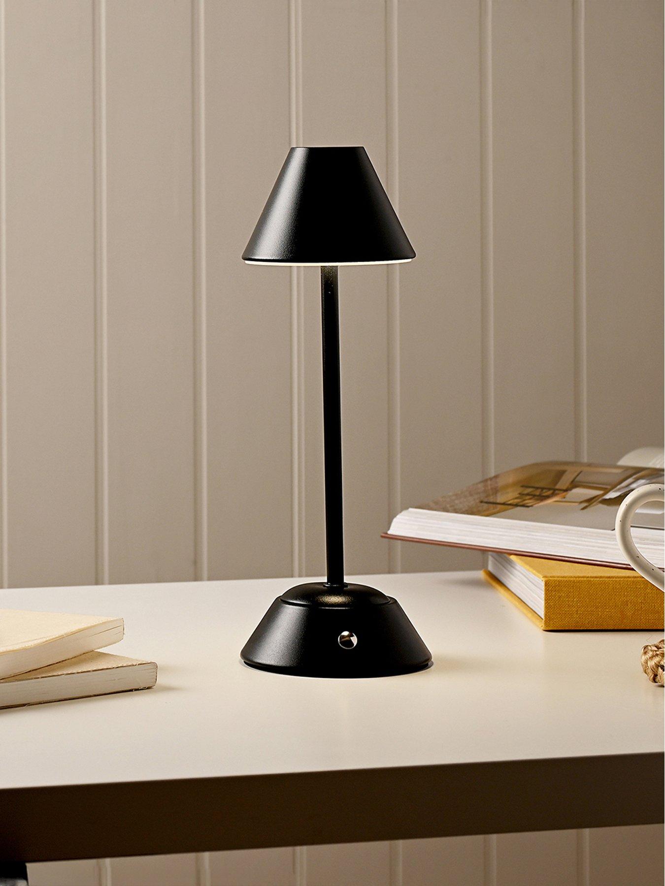 Product photograph of Hestia Matt Black Usb Led Touch Table Lamp - Medium from very.co.uk