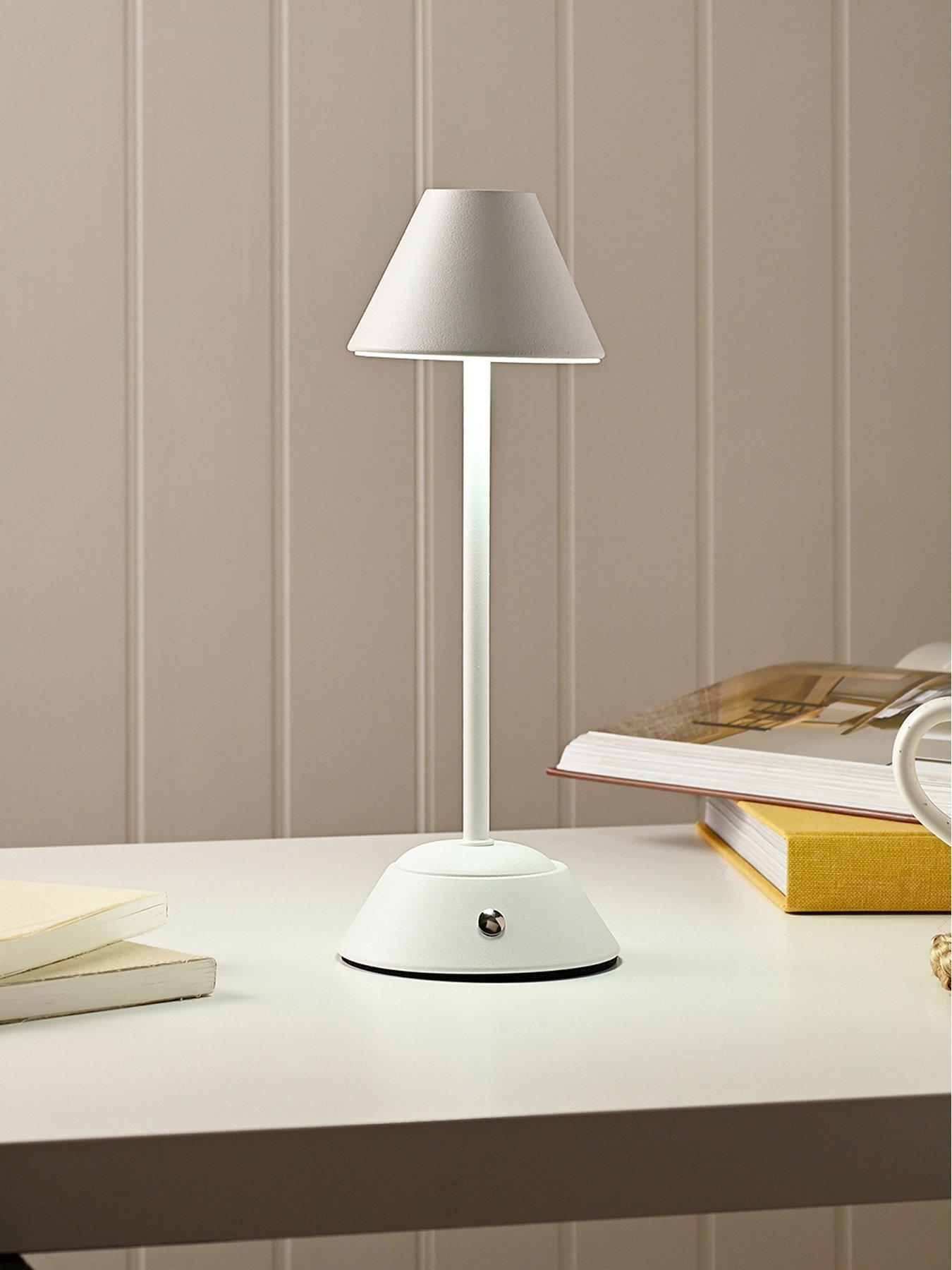 Product photograph of Hestia Hestia Matt Putty White Usb Led Touch Table Lamp - Medium from very.co.uk