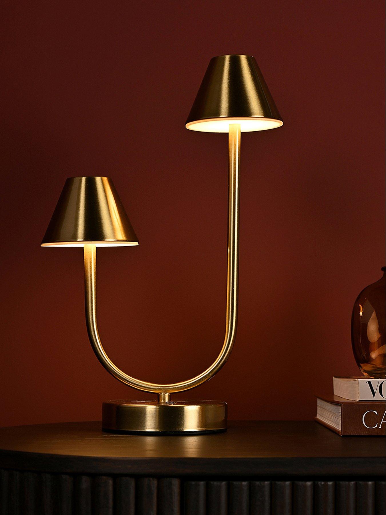 undefined Bronze Usb Touch Double Light Table Lamp