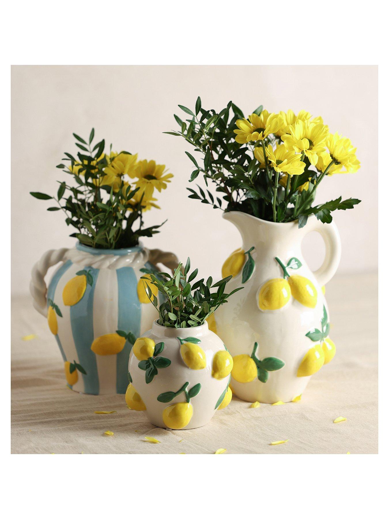 Image 4 of 5 of Hestia White Jug Vase With Lemons
