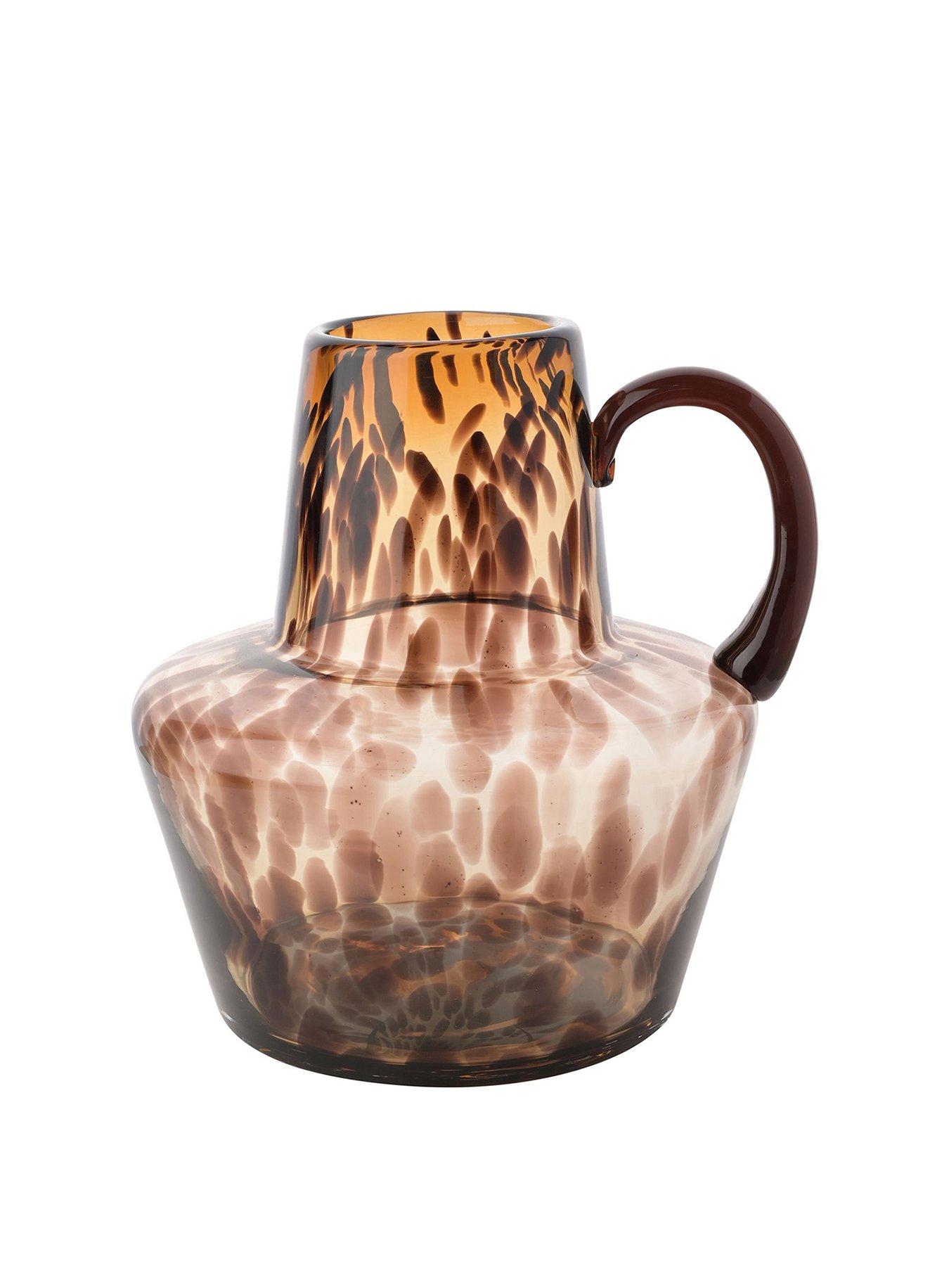 Image 1 of 1 of Hestia Glass Jug Style Vase With Handle - Mocha