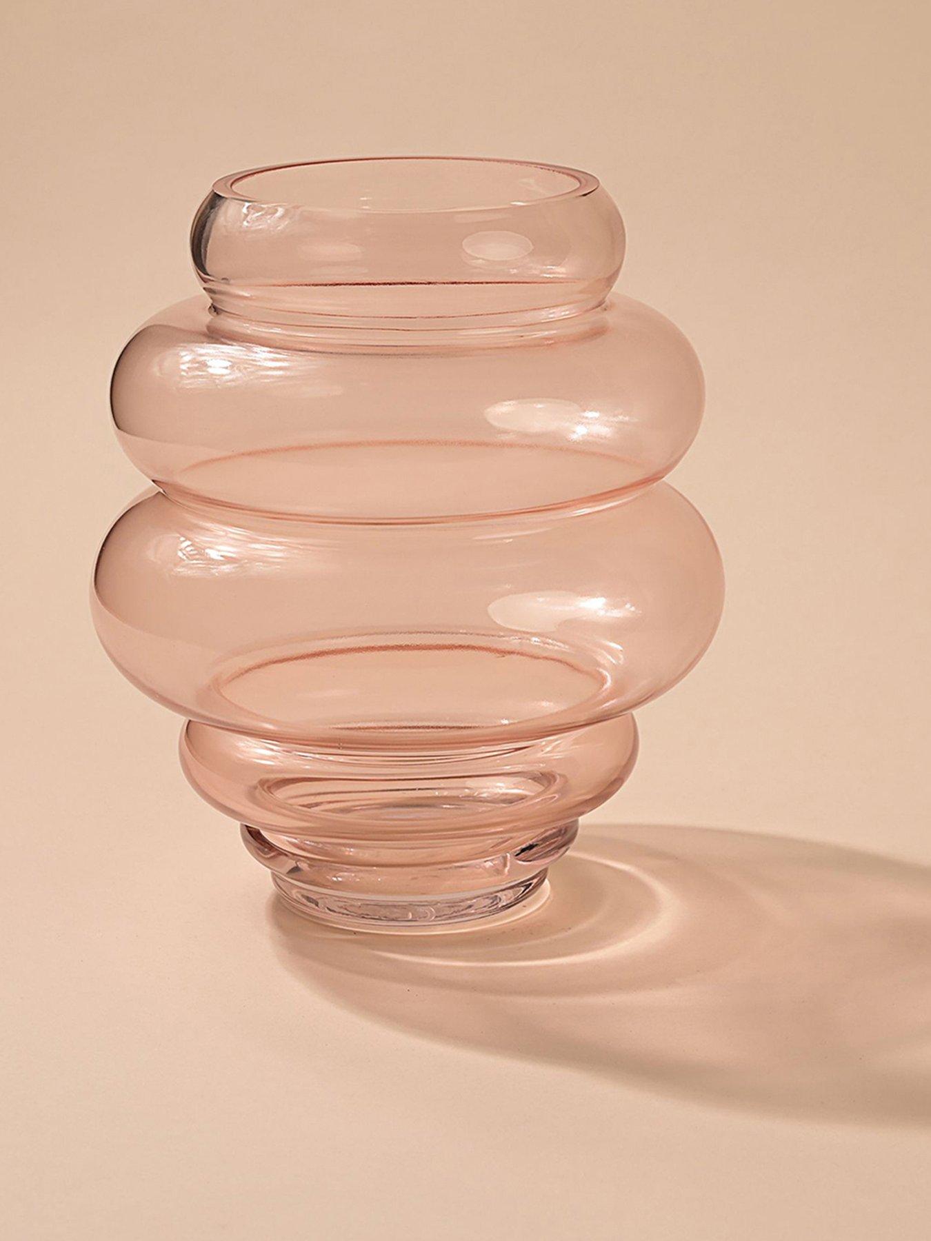 undefined Handmade Coloured Glass Round Tapered Vase - Pink