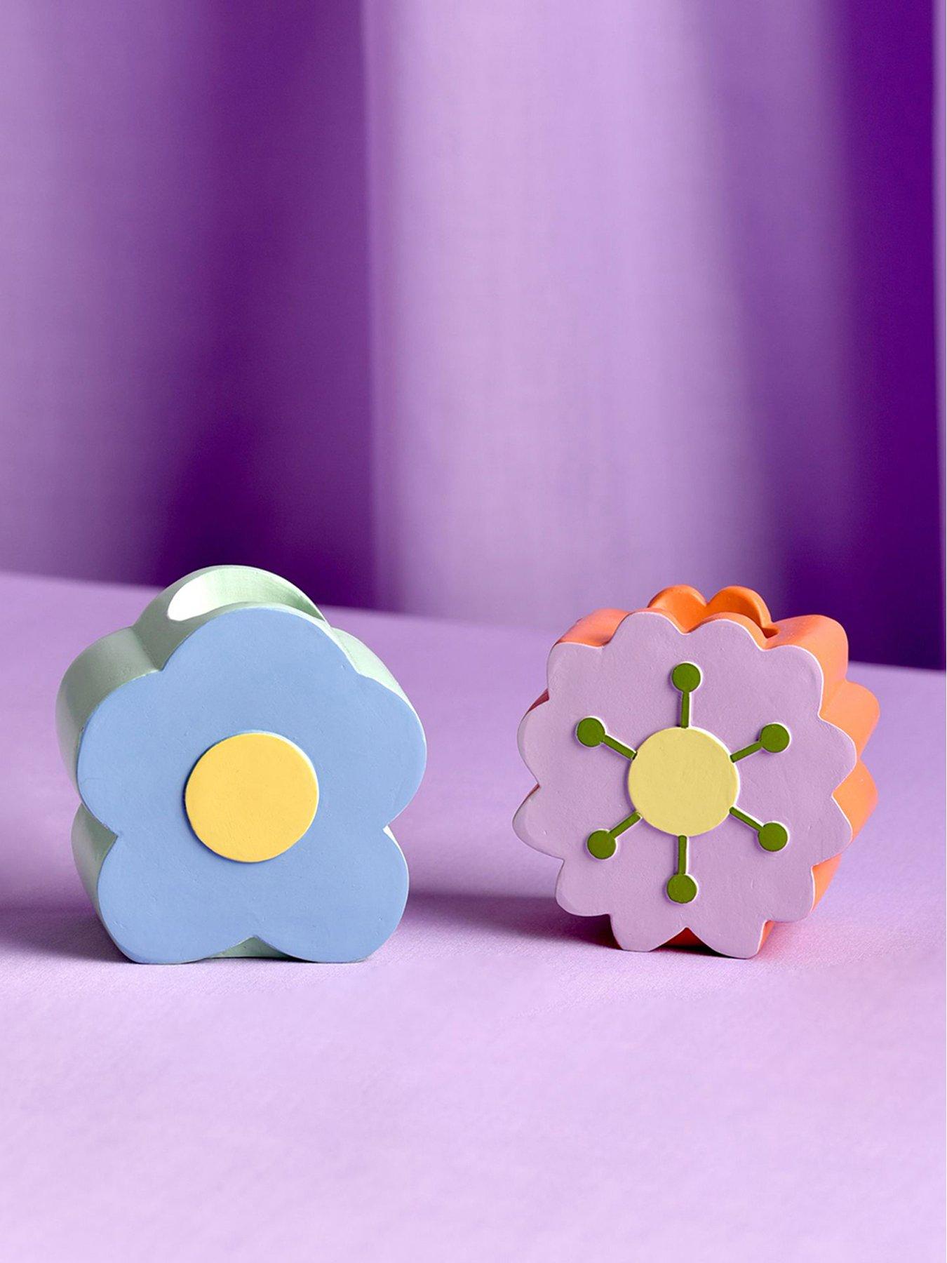 undefined Raspberry Blossom Set of 2 Ceramic Candle Holders
