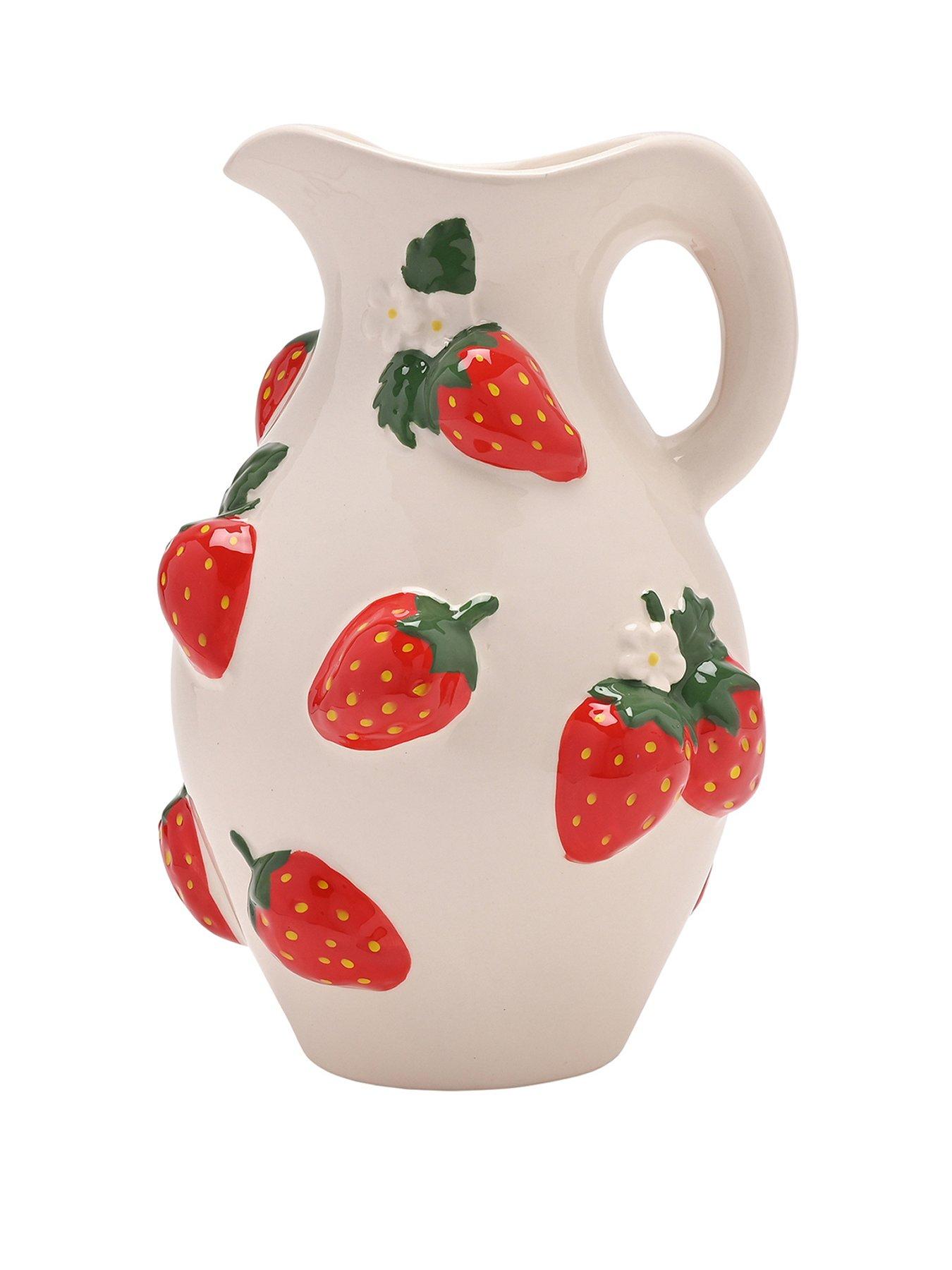 undefined The Cottage Garden Hand Painted Jug Vase - Strawberry